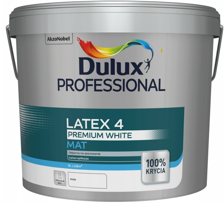 

Dulux Professional Latex 4 Farba Biała Mat 9L