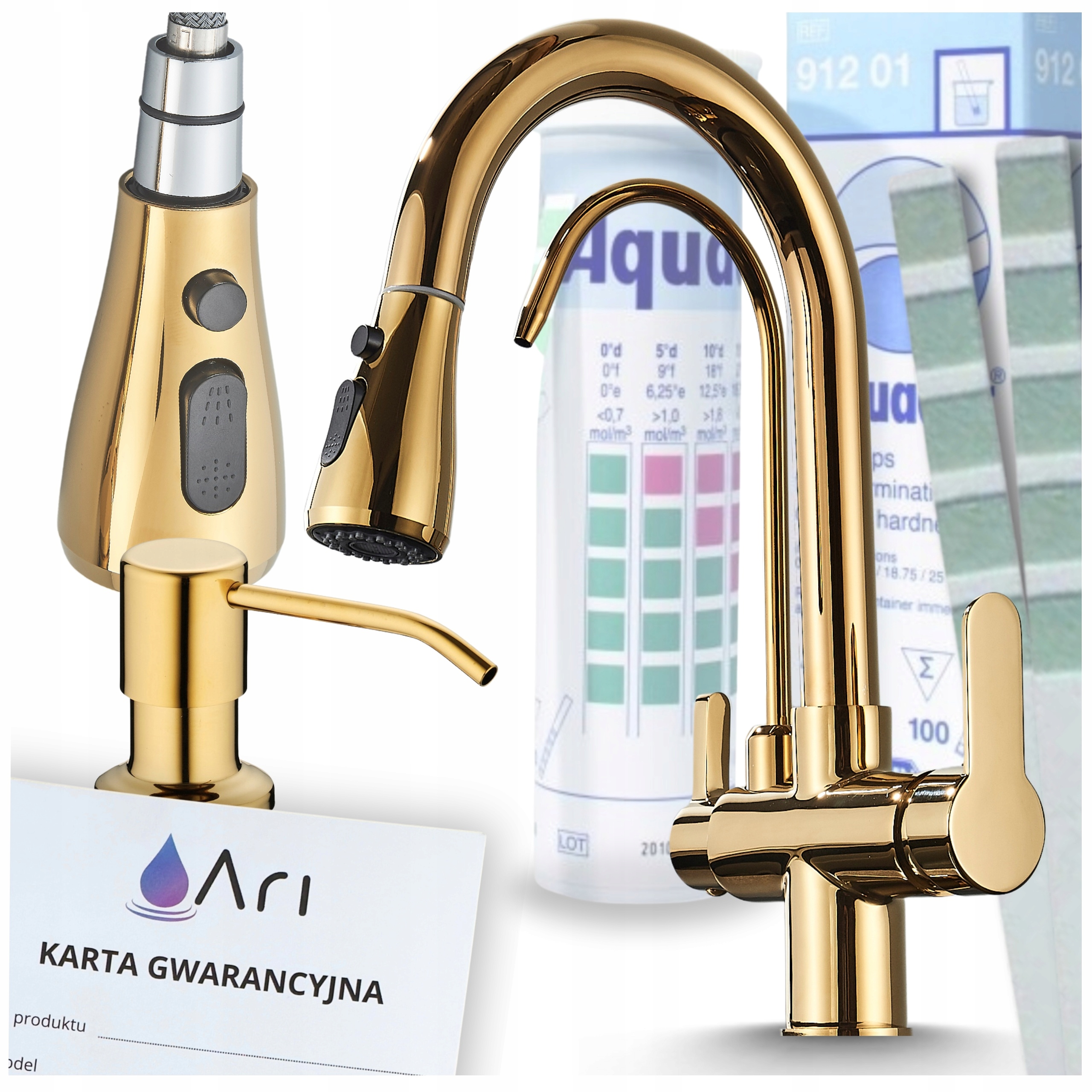 Dávkovač na umývanie riadu Kuchynská batéria Zlatá umývadlová súprava