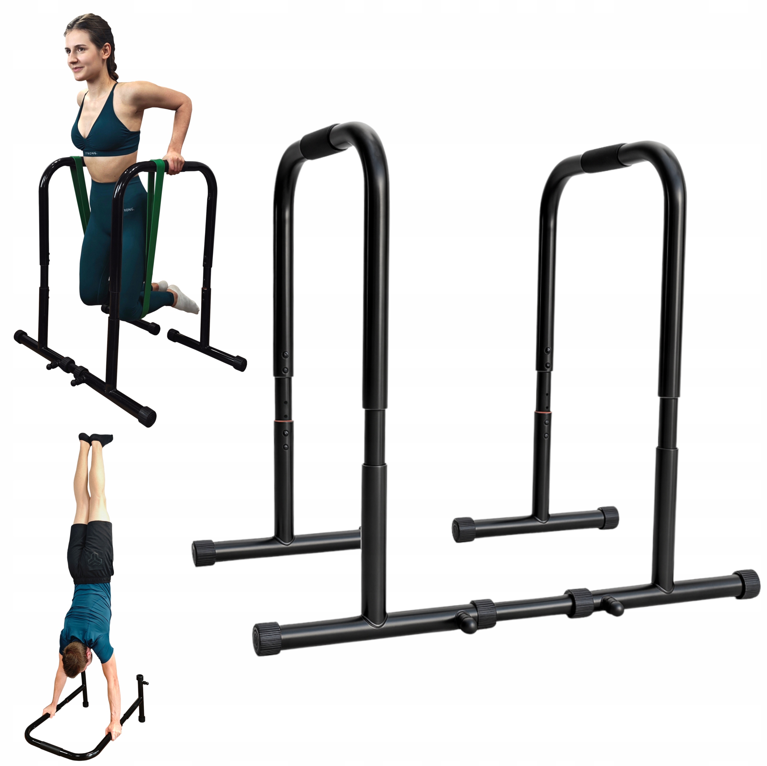 Stabilne Stalowe Poręcze Do Dipów ćwiczeń pompek, dipy Wysokie 90cm Kudda