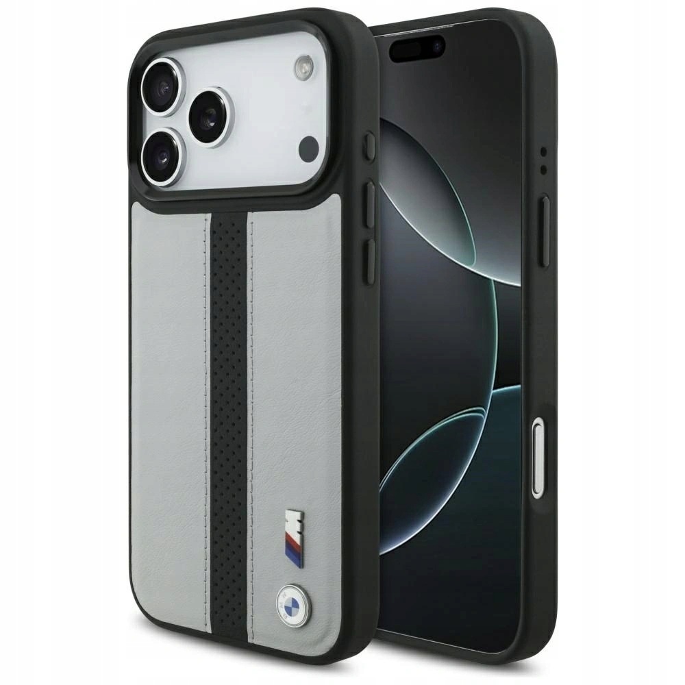 Pouzdro Bmw M Perforated Stripe Logo MagSafe iPhone 17 Pro Max šedé