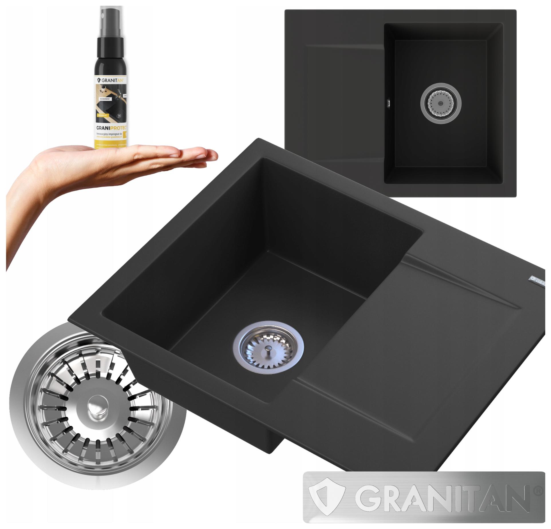 Jednokomorový granitový drez Top sada sifón impregnácia 3v1