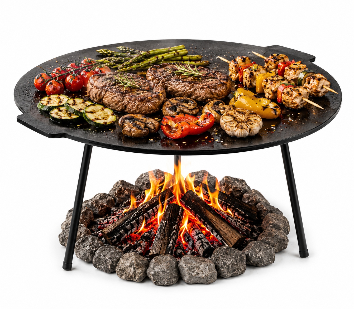Duża Płyta Żeliwna Okrągła 45cm Ruszt na grill ognisko Patelnia Wok Żeliwny