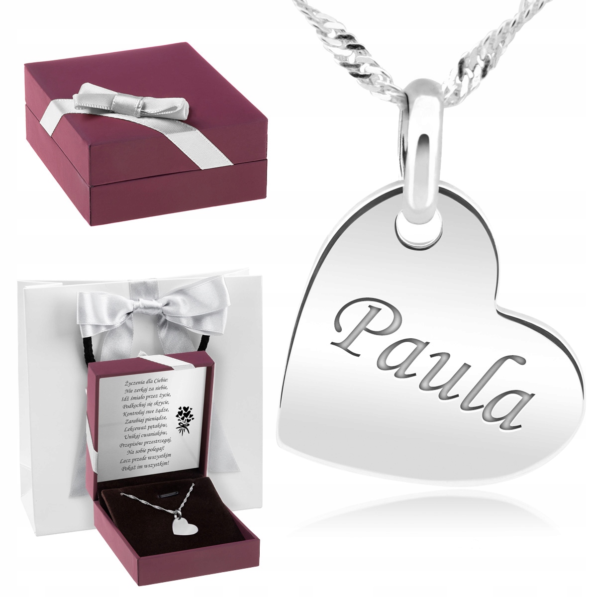 

Srebrny Naszyjnik pr. 925 Serce Grawer