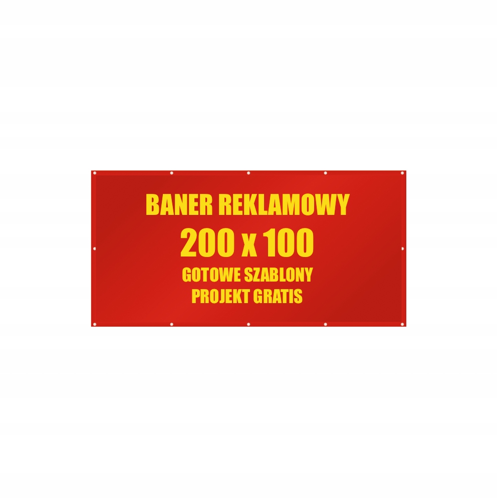 

Baner reklamowy 200x100cm Mocny oczkowany szablony