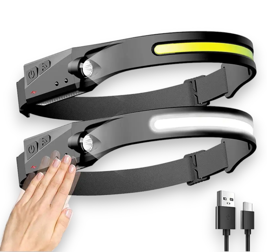 2x Latarka Lampka Czołowa Czołówka Led Akumulatorowa Na Czoło Usb Reflektor