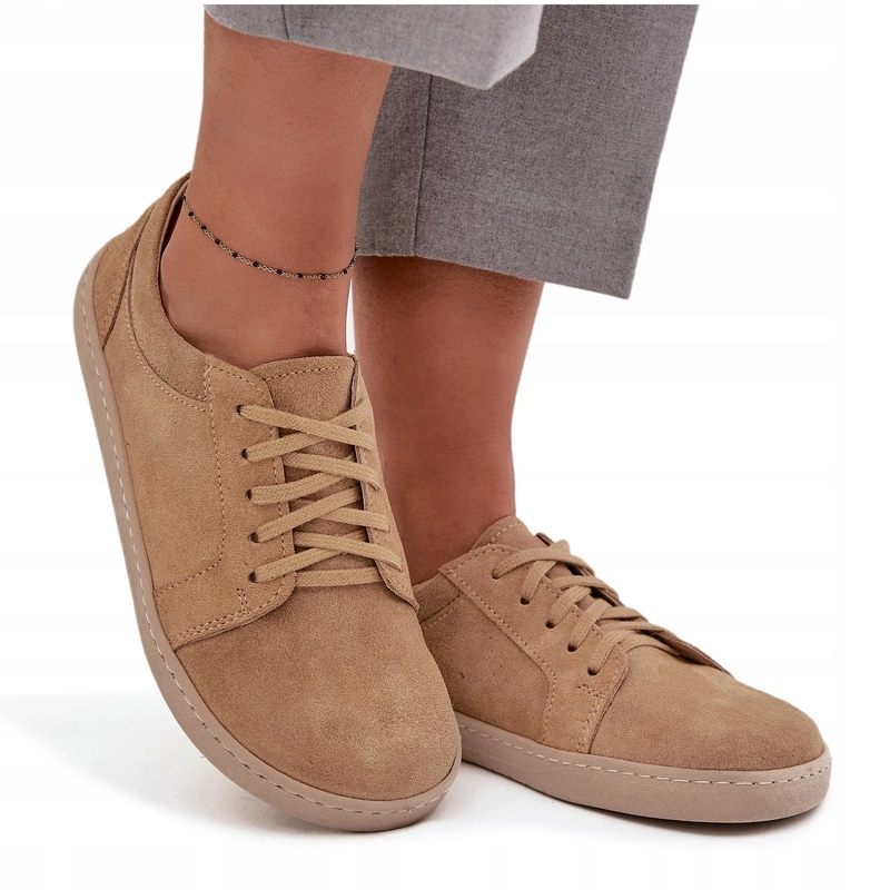 Tenisky Typu Barefoot Z Přírodního Semiše Zazoo 314 Béžové 39