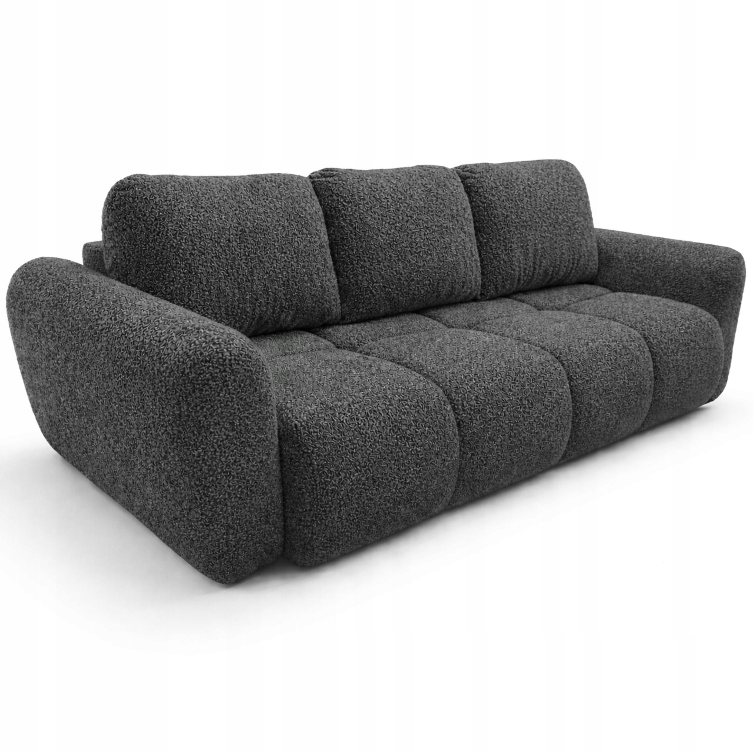 Grafitová rozkládací pohovka Agnello 250 cm pohovka boucle s úložným prostorem na povlečení