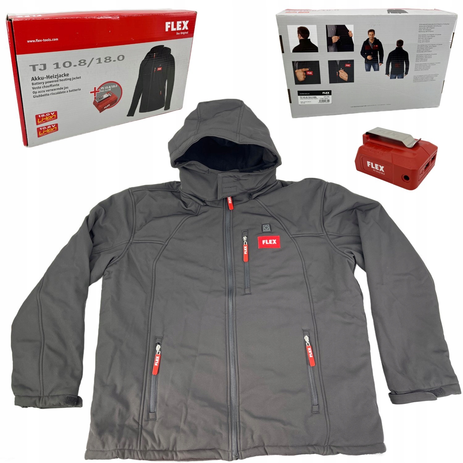 Flex kurtka podgrzewana z kapturem softshell Akumulatorowa romiar XXL