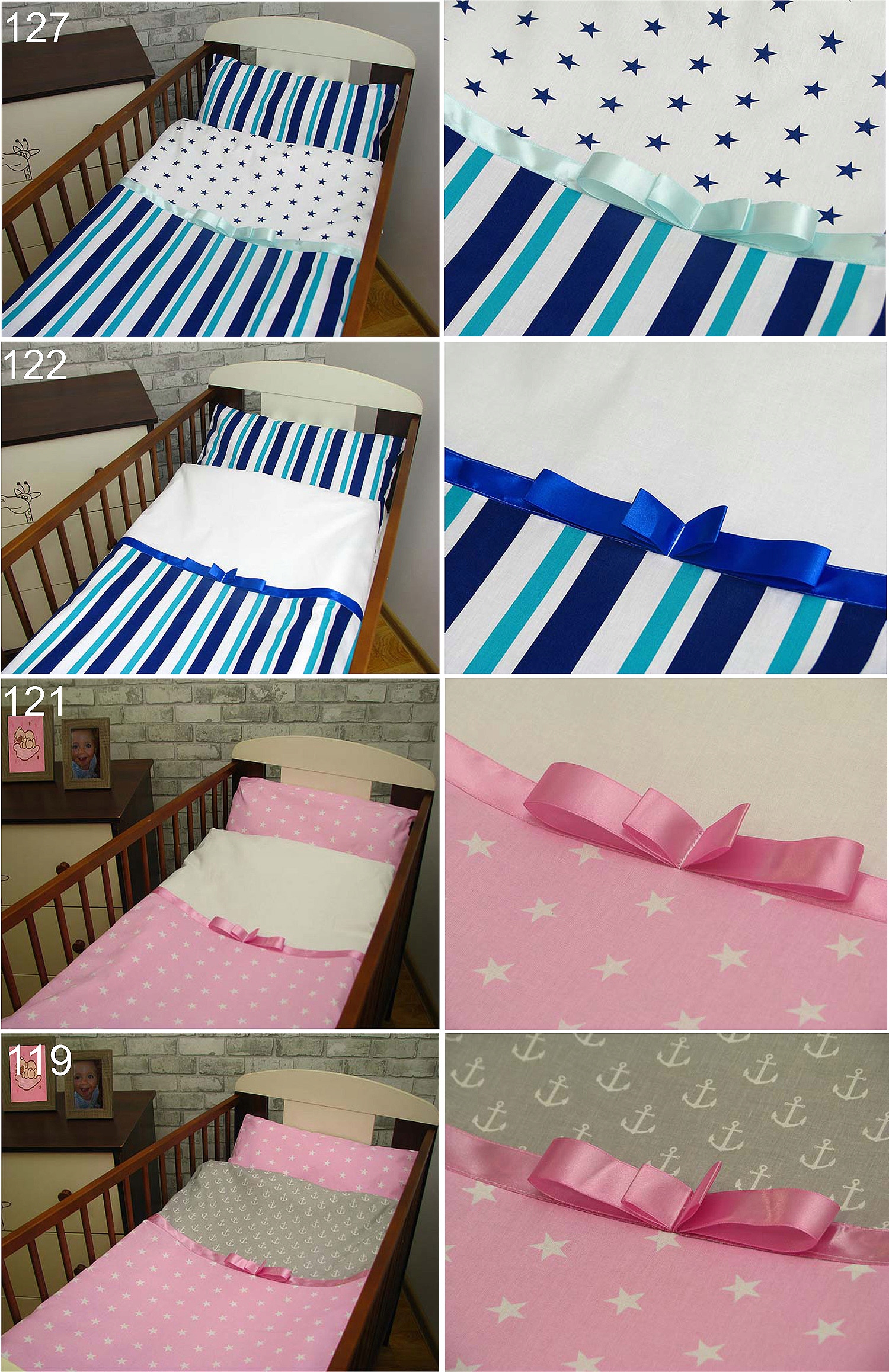 2 el. 90x120 Pościel z kokardką bawełna, poszewki Szerokość poszwy 90 cm