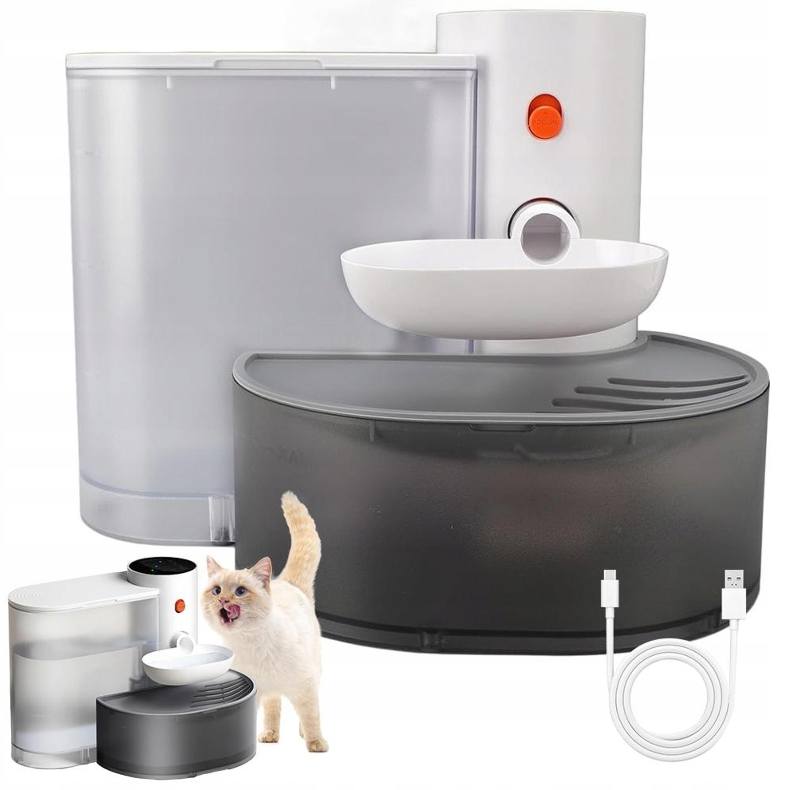 Levně Fontána Pro Kočky Bez Kabelu Nabíjení Baterie 2000 Mah Ultra Tichá 23 Db