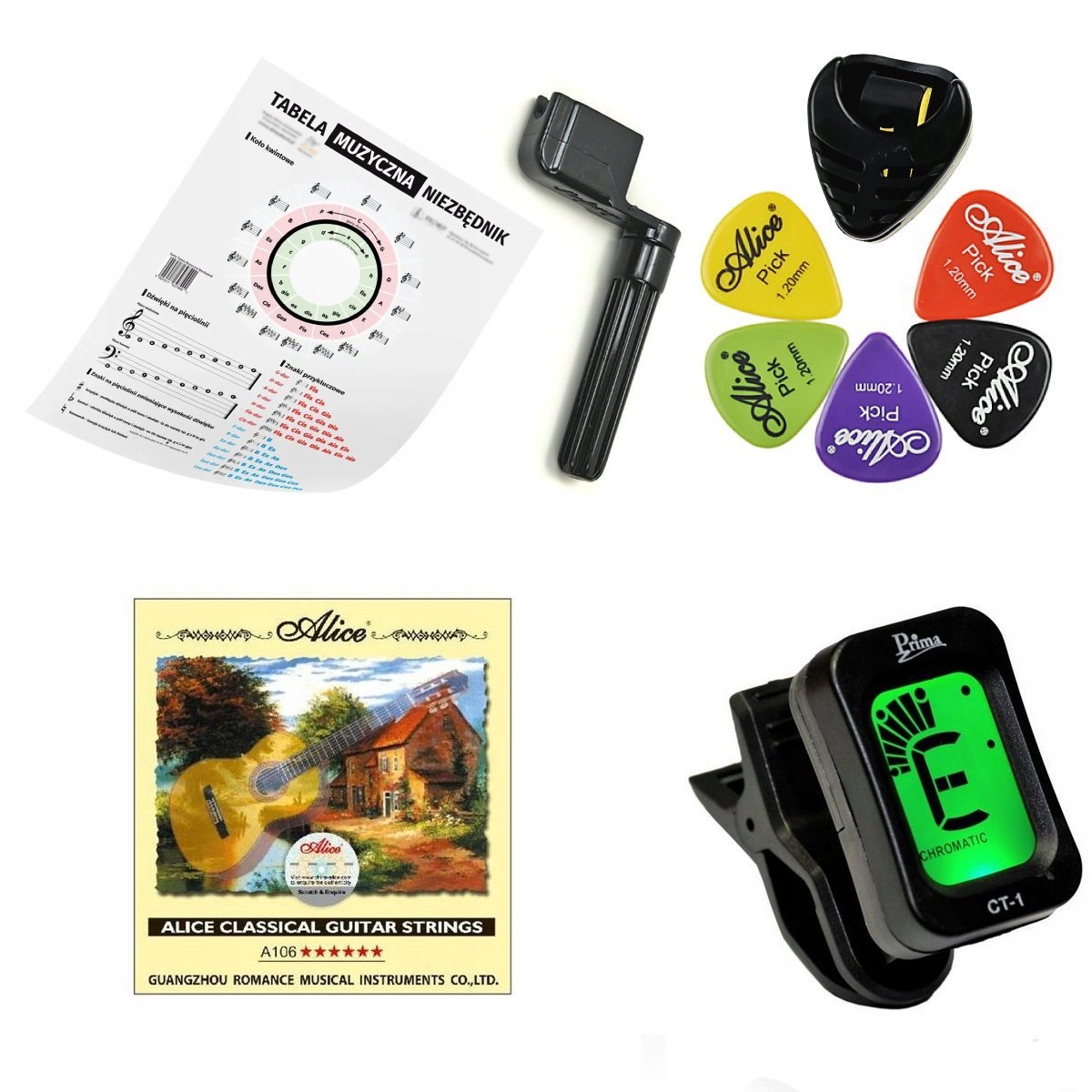 

Zestaw akcesoria struny stroik gitara klasycz ZGK1