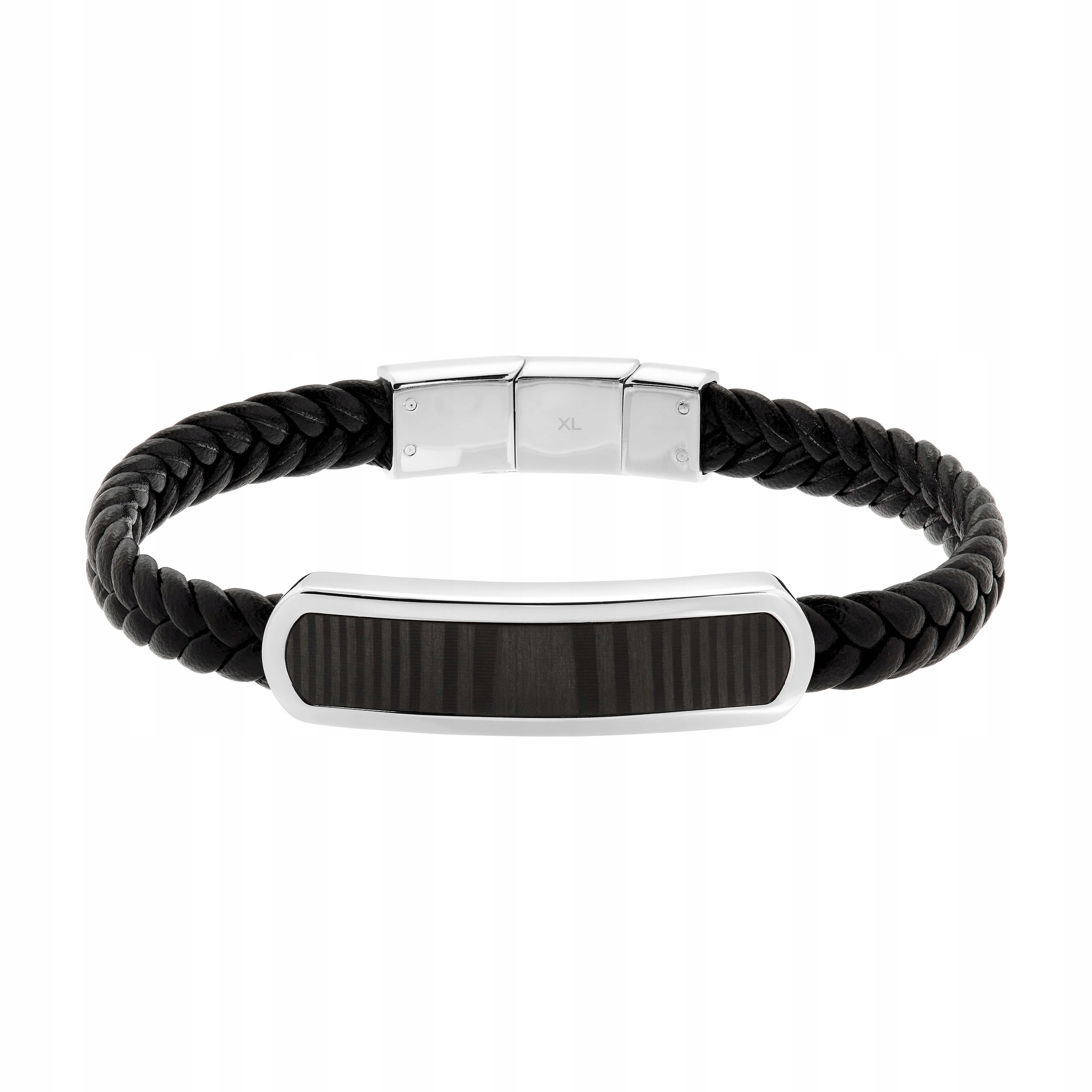 Kožený magnetický náramek z uhlíkového vlákna Ocel Chirurgická černá