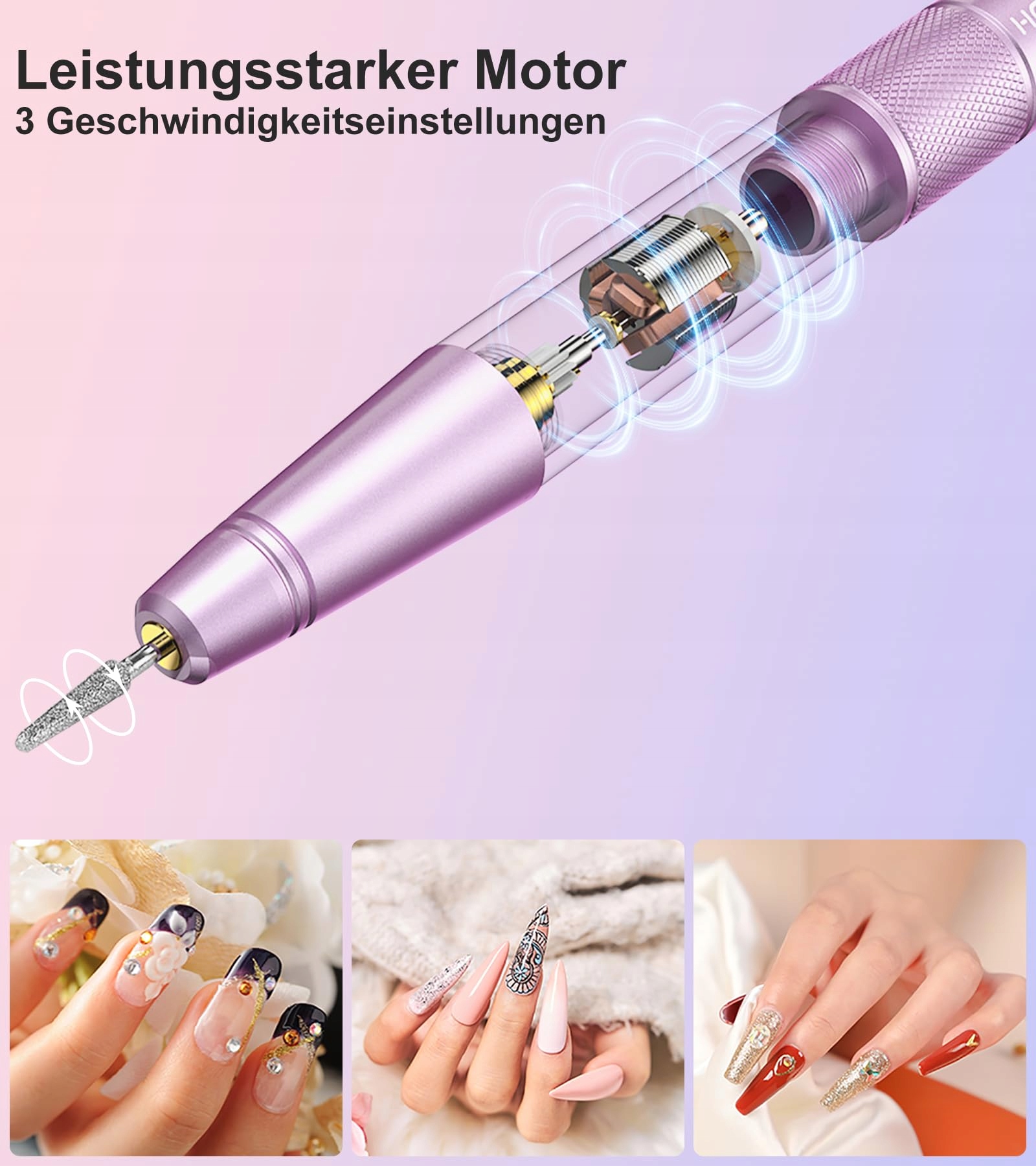 HEBECA Bezprzewodowa Frezarka Do Paznokci 20000 RPM Zestaw Manicure — miniatura 2