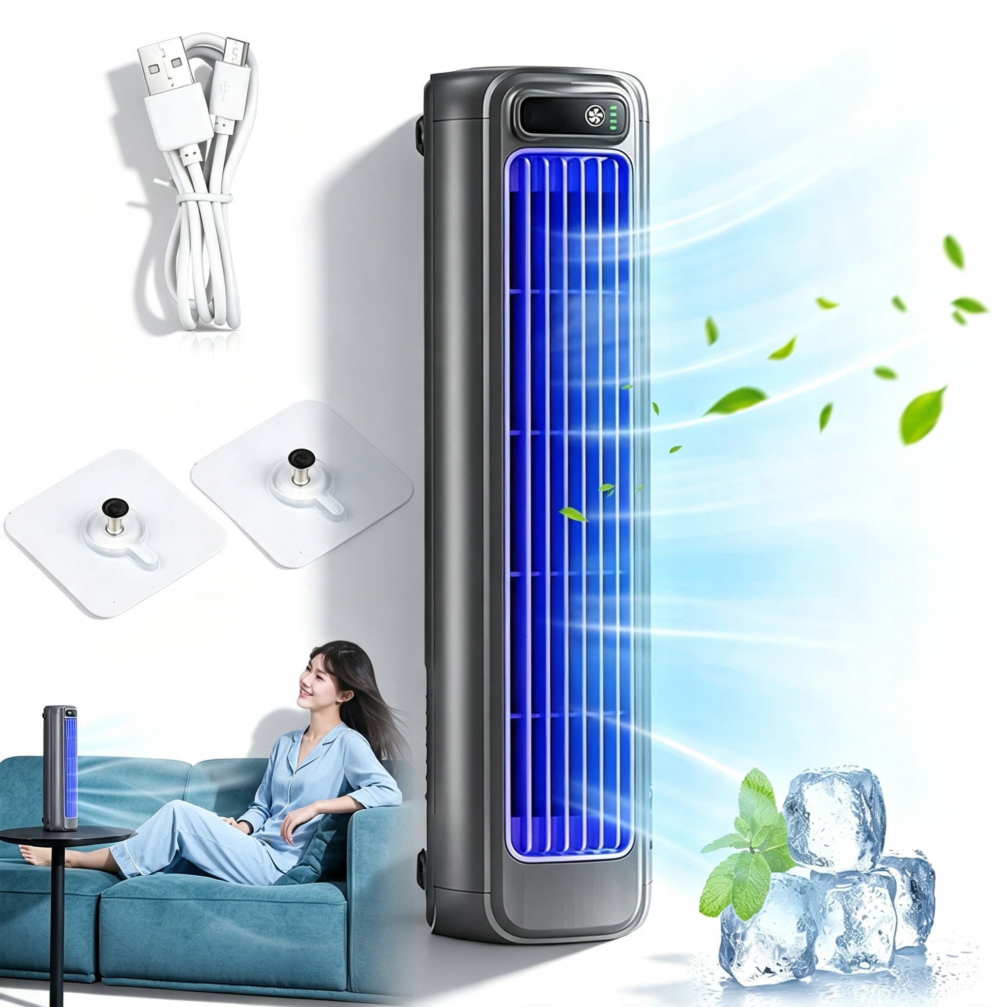 Věžový Ventilátor, Přenosný Vertikální Stolní Klimatizátor, 3 Rychlosti, Dům