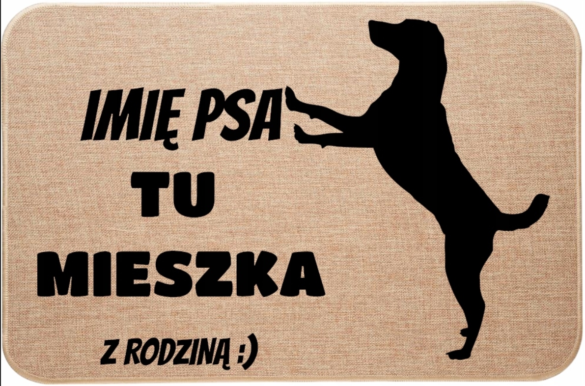 Vstupní Stěrač Z Lnu Personalizované Jméno Psa Zde žije se svou rodinou