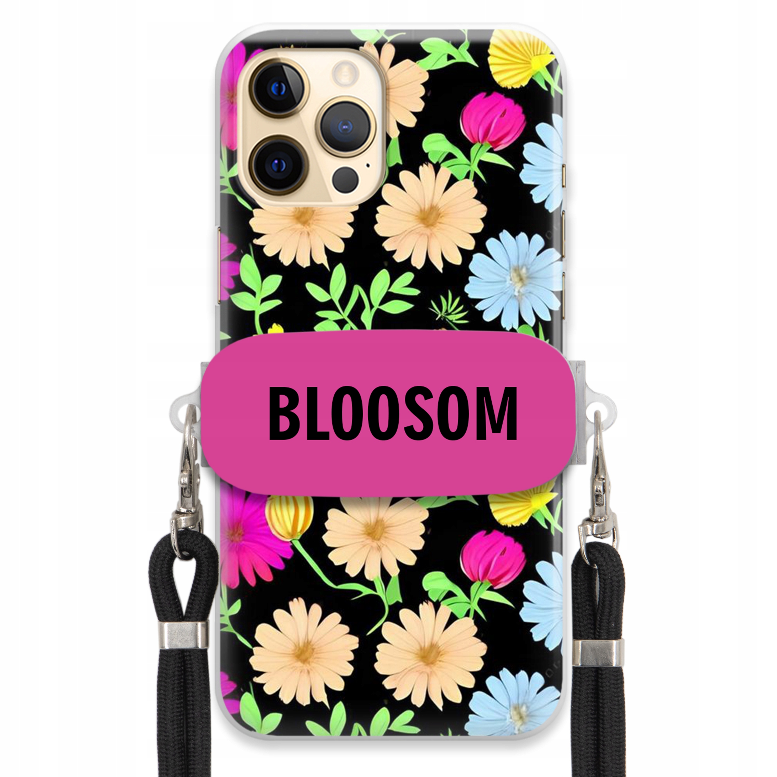 Puzdro Držiak Crossbody pre iPHONE 12 Pro Max Puzdro Kvety Bloosom Flower