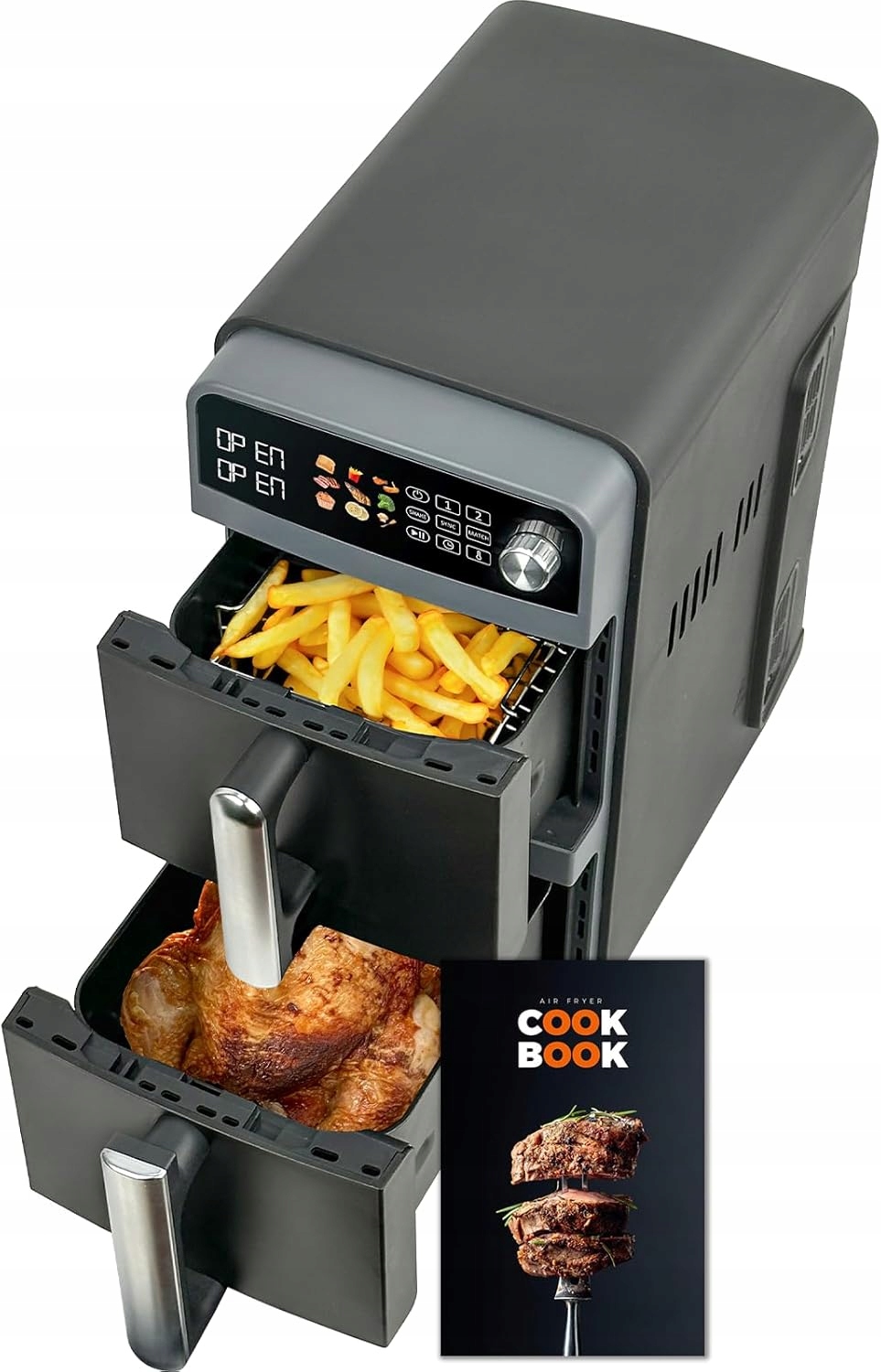 Frytkownica beztłuszczowa Airfryer 10 l 2400W 2 komory 9 prog Dual Zone