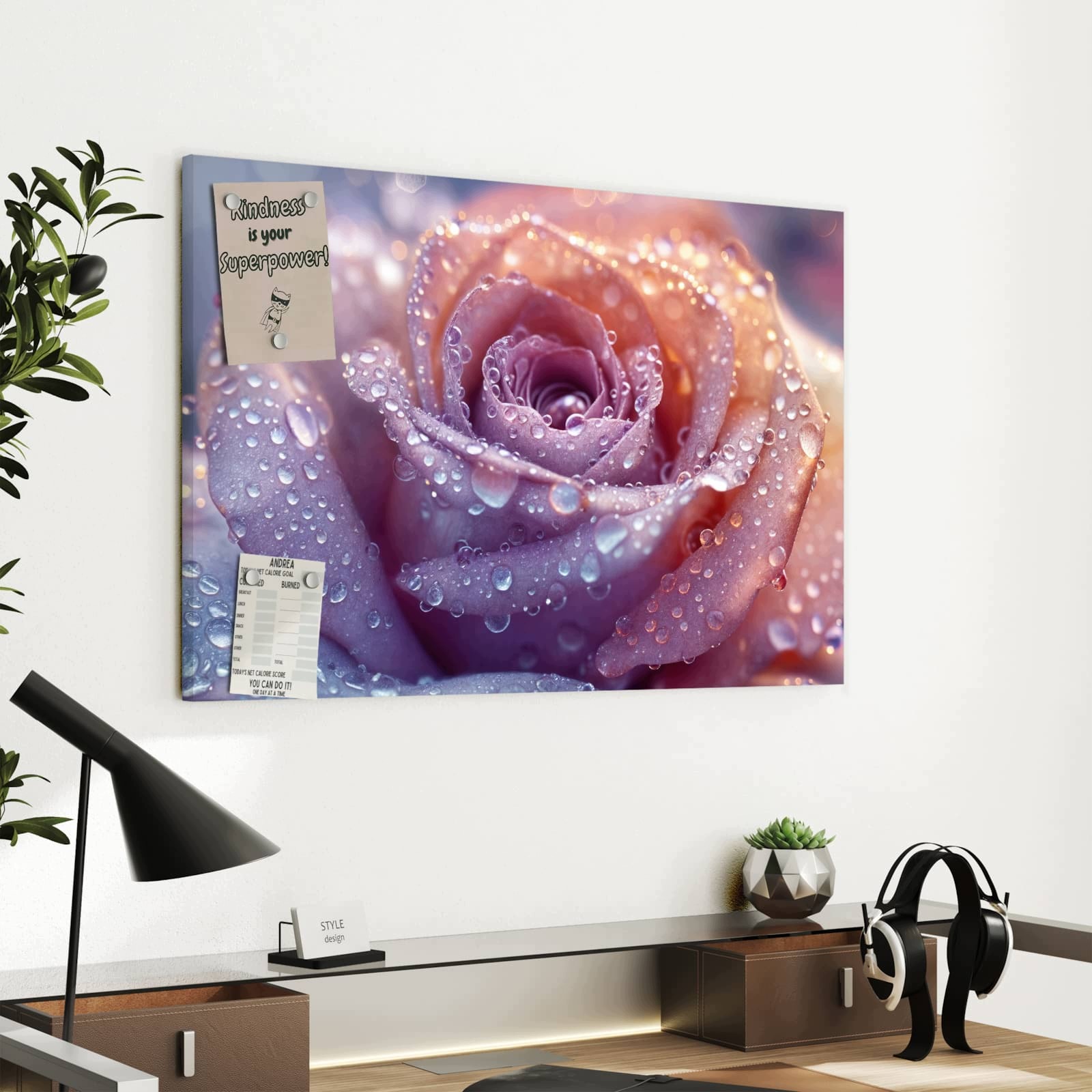 Magnetická tabule Květina Kapky vody 60 × 40 cm