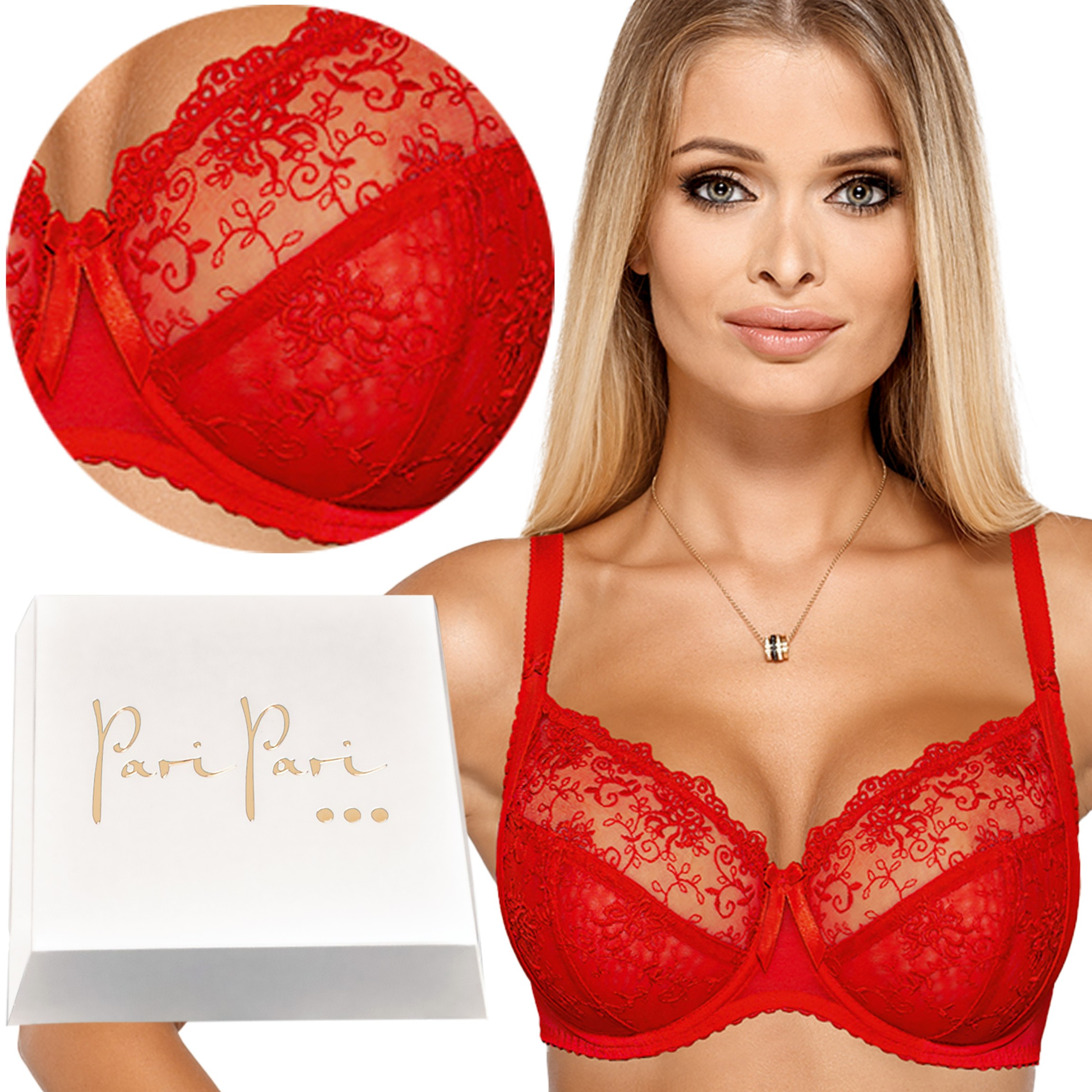 Podprsenka měkká s kosticemi Polský podprsenka Soft vyztužená červená 100C