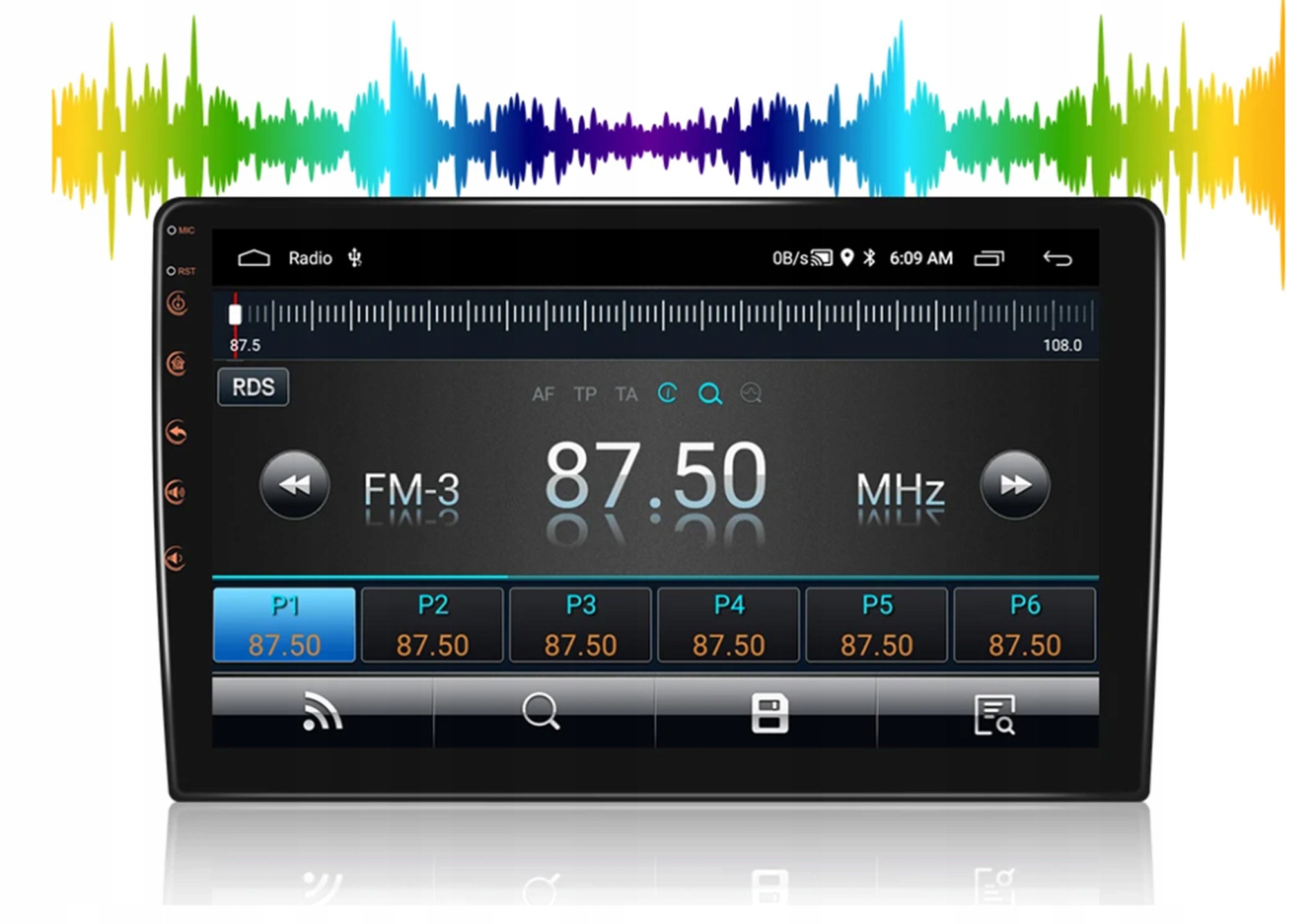 Radio Samochodowe 1DIN 10"Android 2/32GB Bluetooth USB CarPlay AndroidAuto Moc wzmacniacza 4X60 W