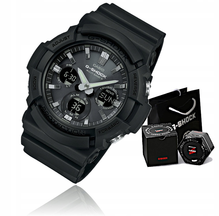 Černé sportovní hodinky Casio G-shock GAW-100B Solar Box Gravírování bonus
