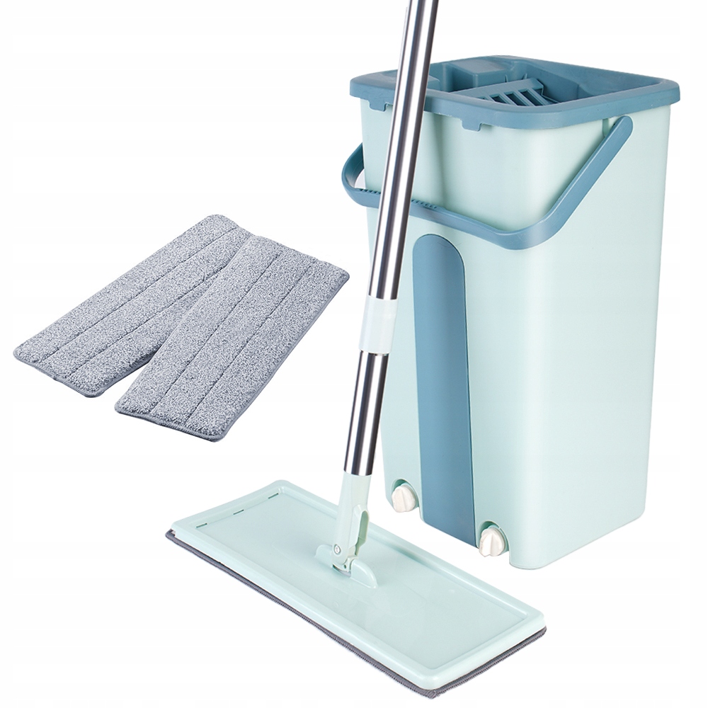 Levně Plochý rotační mop Se Ždímačem s kýblem, dvoukomorový
