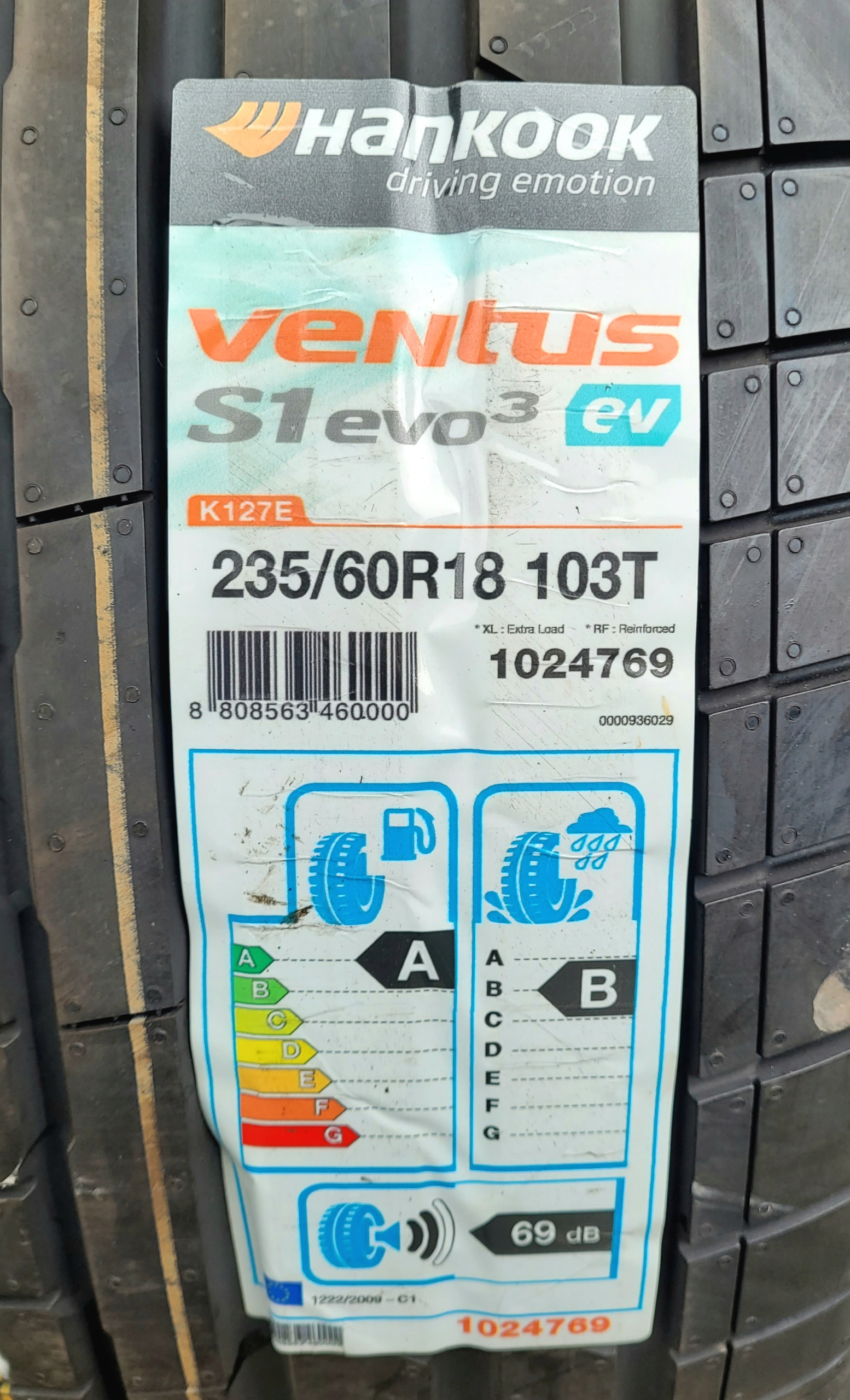 2x Hankook Ventus S1 evo 3 EV 235/60R18 103T L543A Kod producenta 1024769