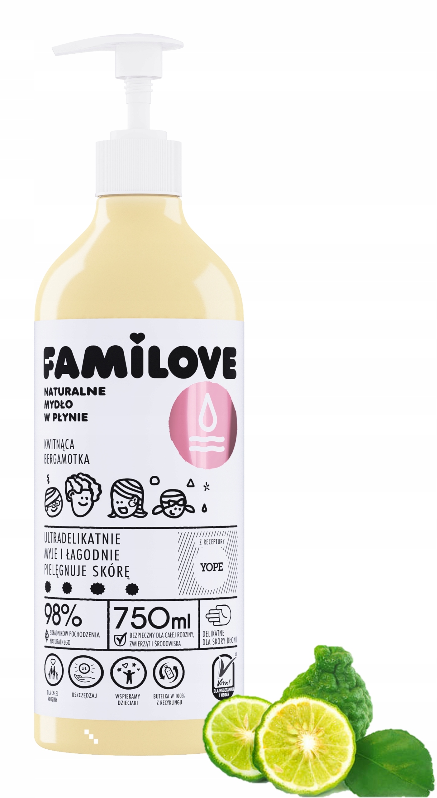 YOPE FAMILOVE MYDŁO W PŁYNIE BERGAMOTKA 750ml
