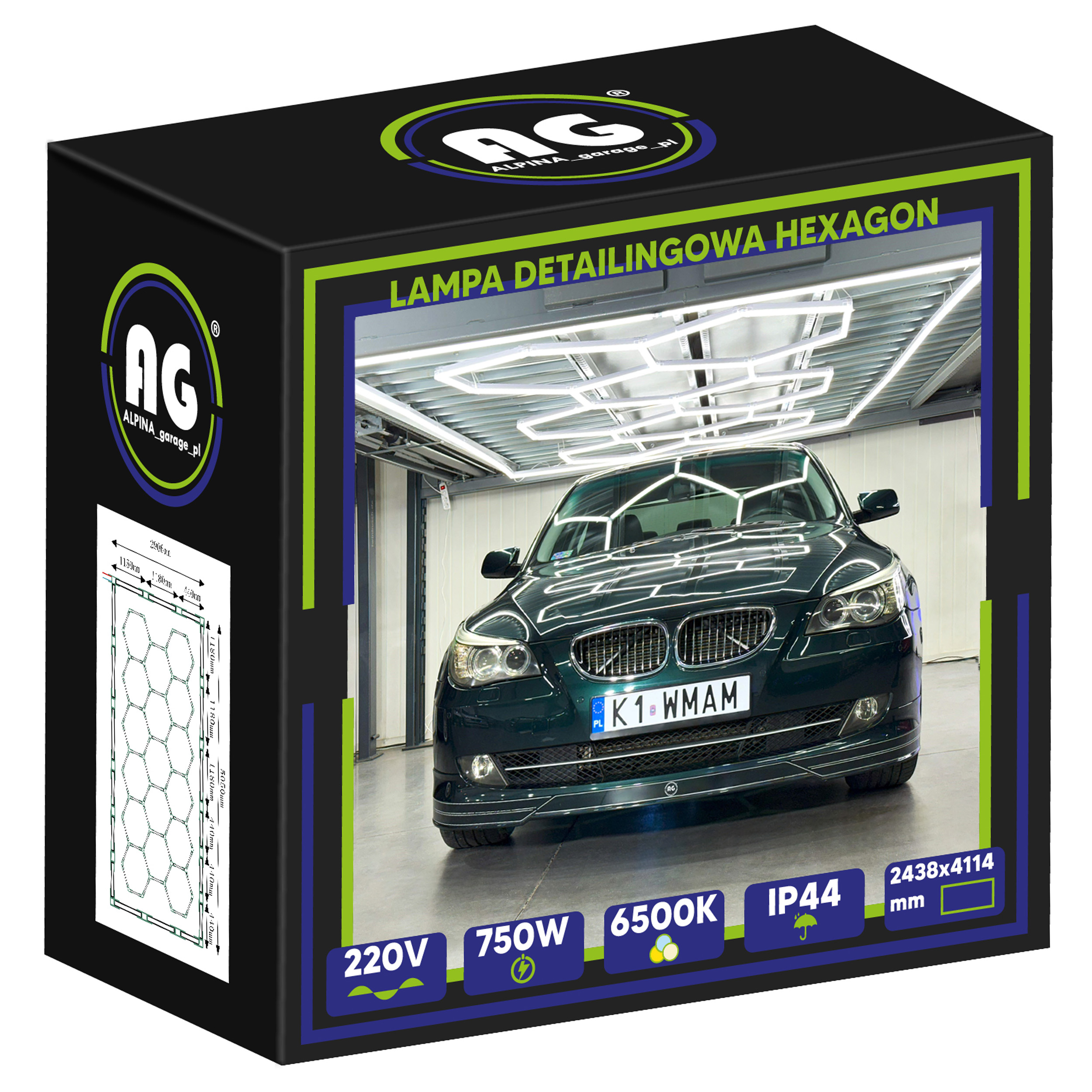 Led lampa Hexagón stropná 750W Panel Osvetlenie do garáže 290 x 505 cm