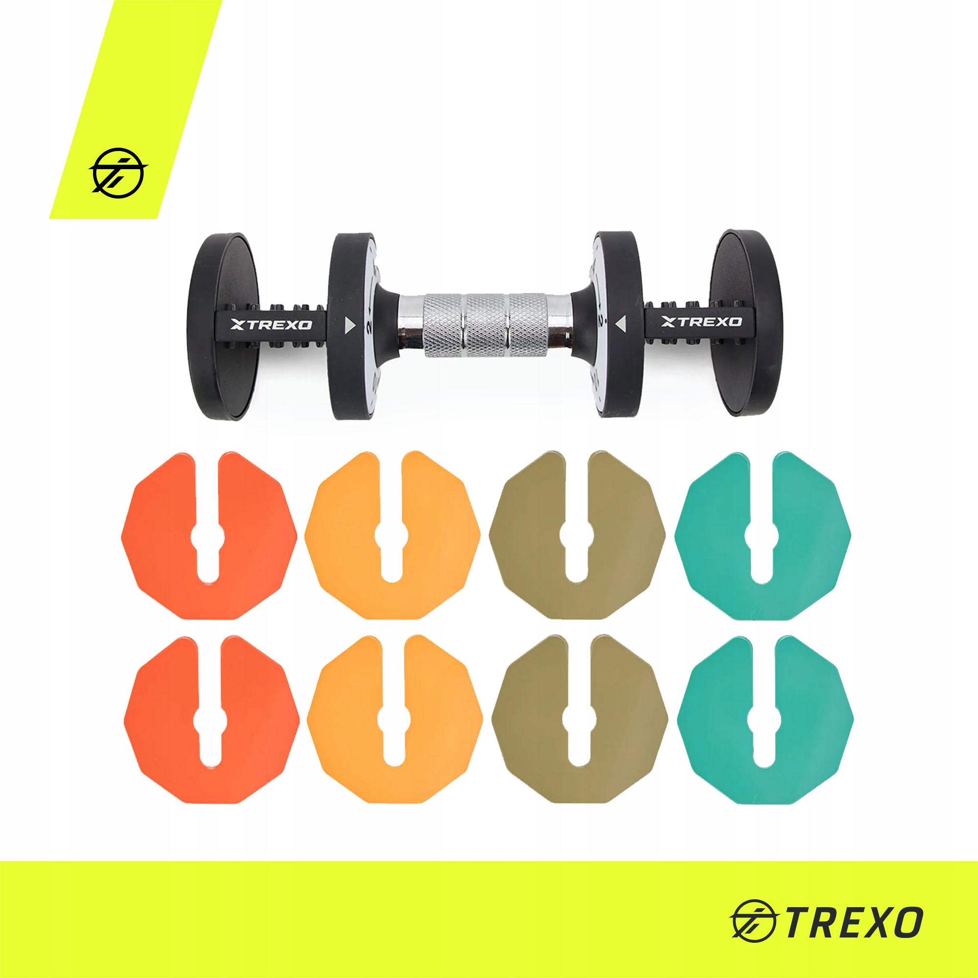 Zestaw hantli regulowanych TREXO 2 x 10 kg Stalowe multicolor 20kg Marka Trexo