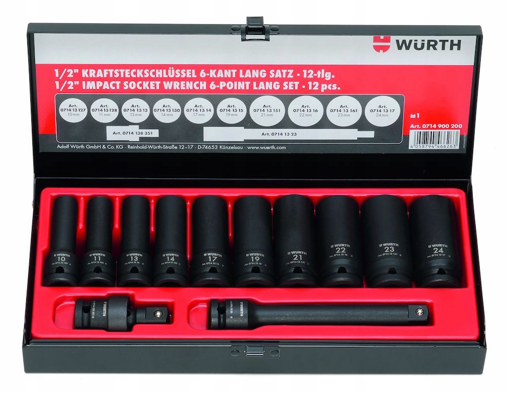 WURTH zestaw kluczy nasadowych udarowych 1 2