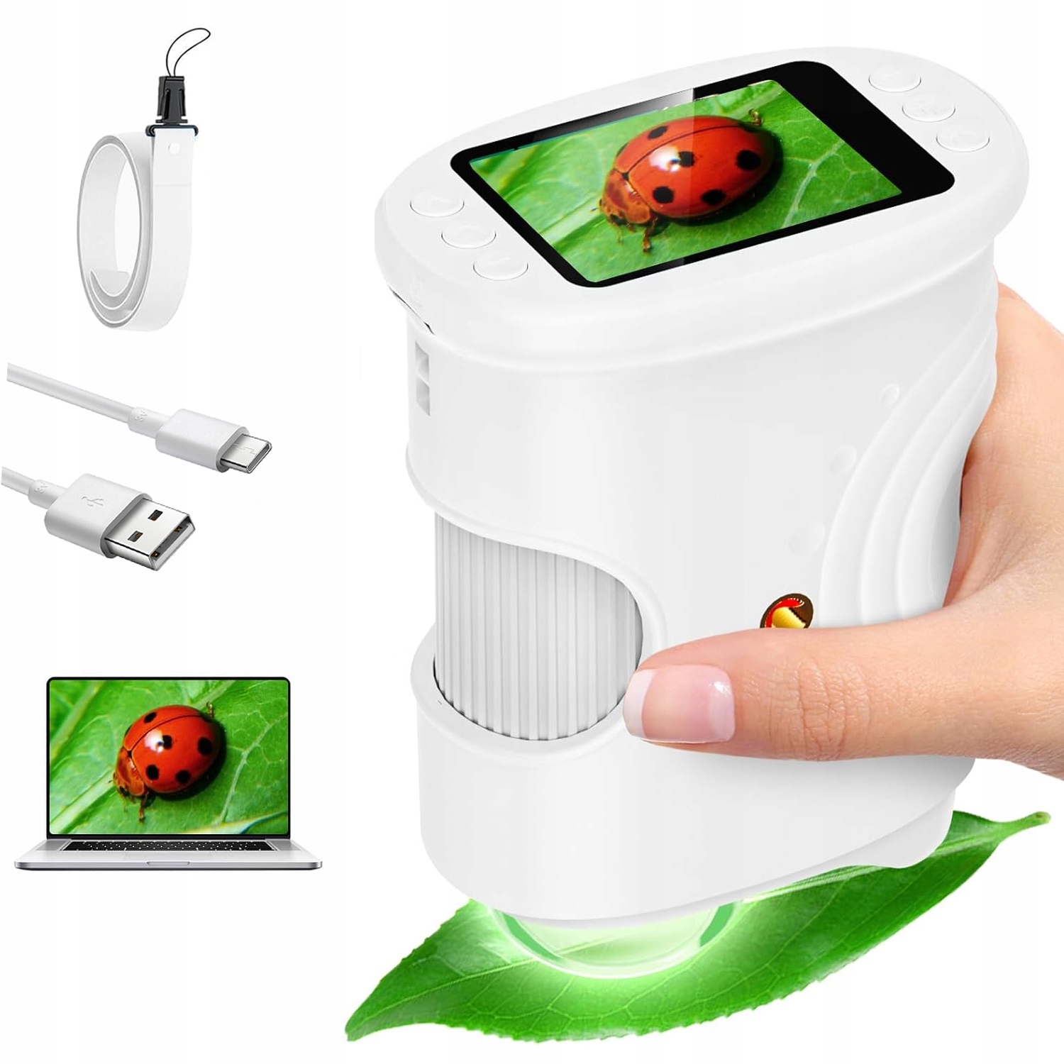 MIKROSKOP DZIECIĘCY 2MP 1000X ZOOM 8 LED OŚWIETLENIE 32MB IDEALNY PREZENT