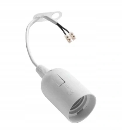 OPRAWKA E27 TERMOPLAST. BIAŁA Z PRZEWODEM