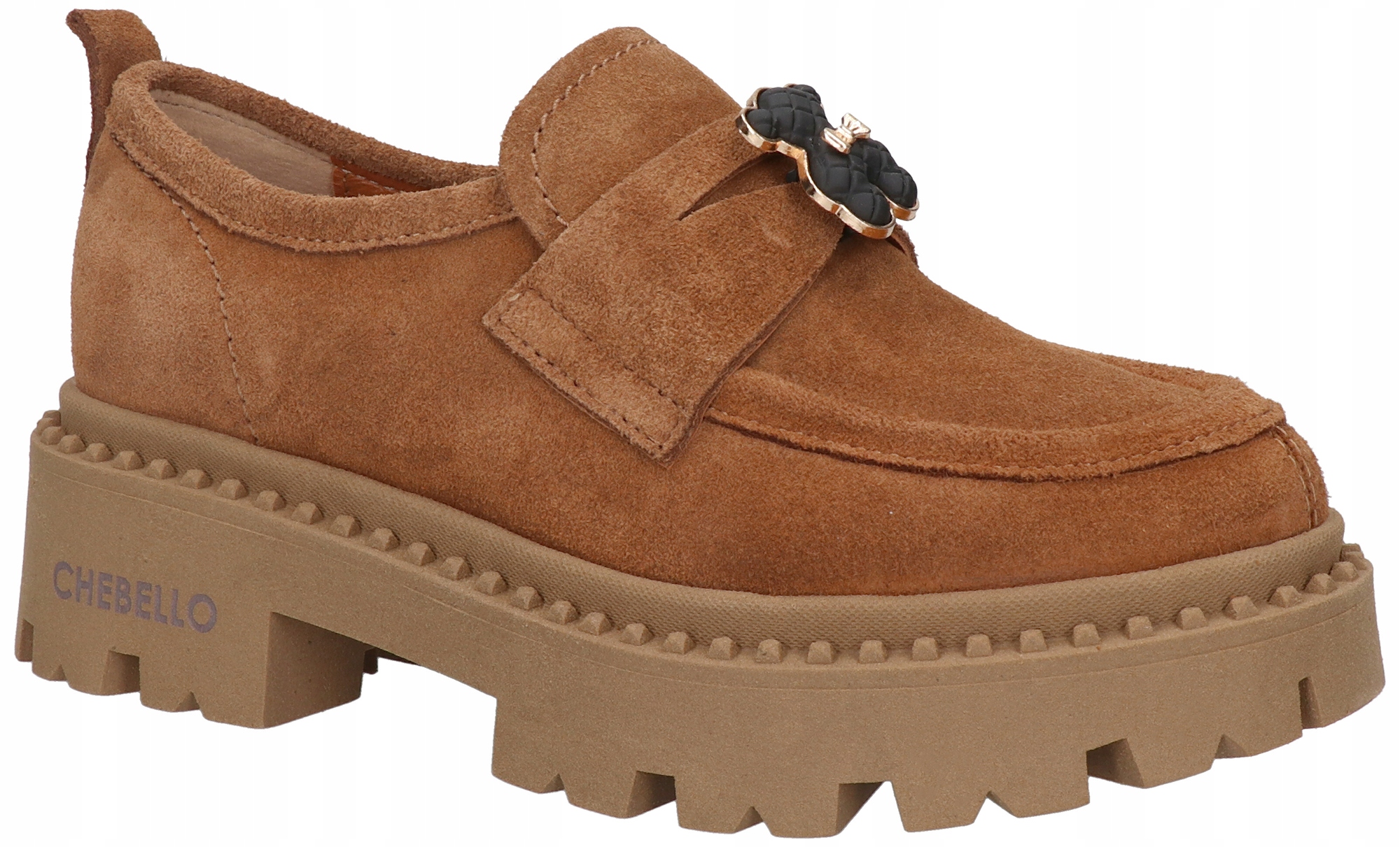 Červené mokasíny velur traper Polobotky dámské boty na platformě CheBello 37