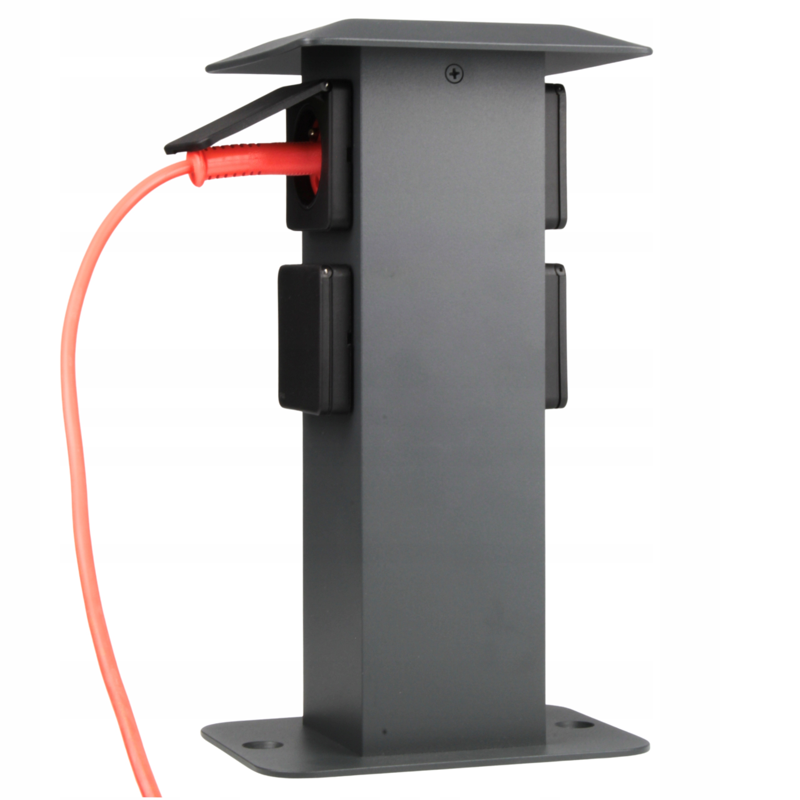 Elektryczny Słupek Ogrodowy z Czterema Gniazdami Zasilający Antracytowy