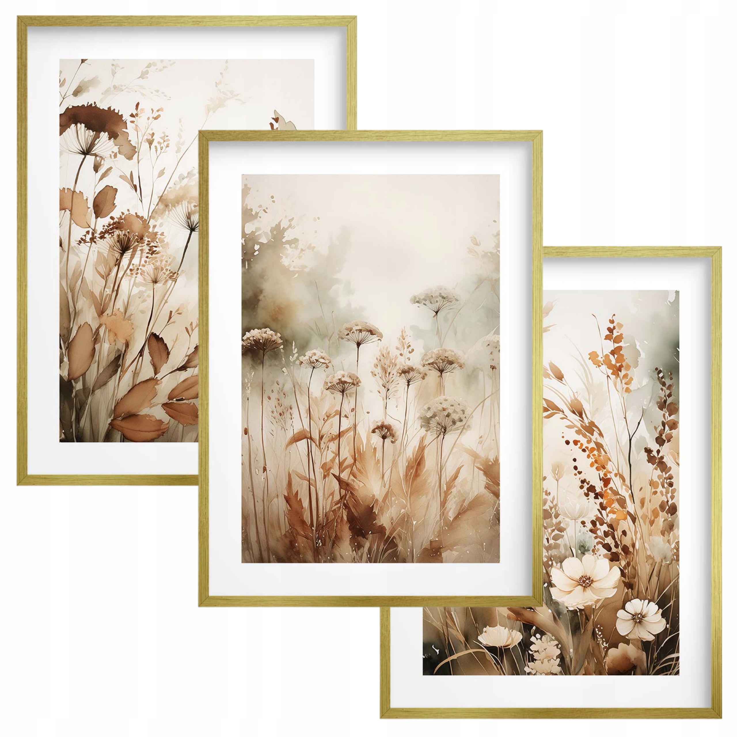 Plakáty Boho Zlatý rámeček Obrazy na zeď do obývacího pokoje a ložnice Polní květiny
