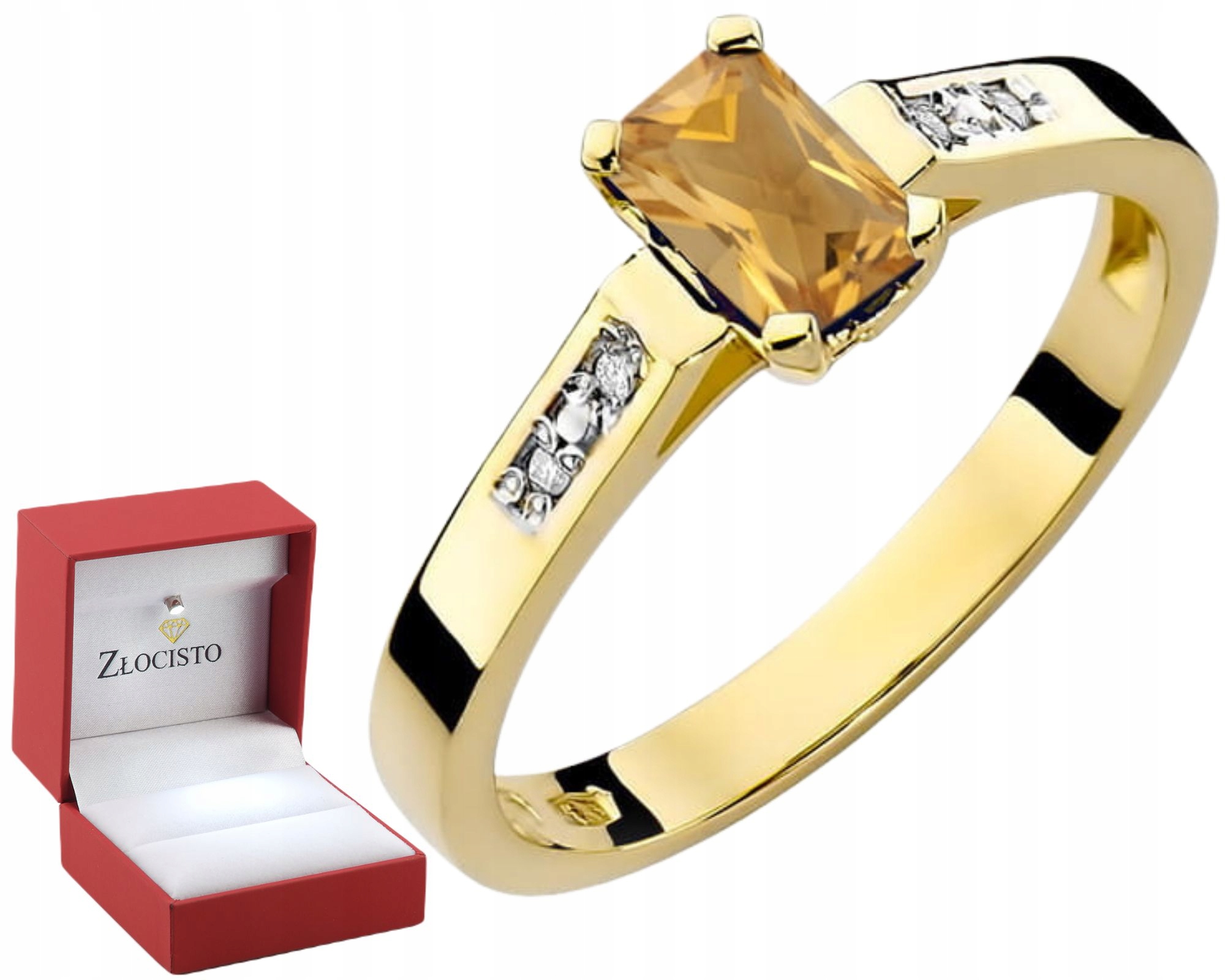 Zlatý Prstýnek S Citronem A Brilianty Zlato 585 Dárek Gravírování