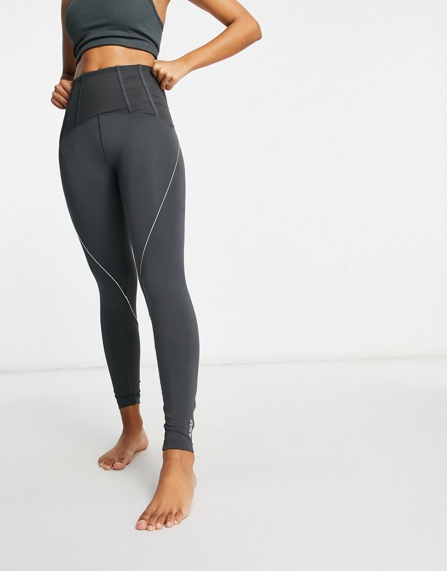 Legginsy Damskie Sportowe Gładkie Szare 32 Xbf
