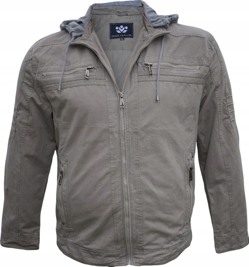 10 KURTKA BAWEŁNIANA WIOSENNA LETNIA JESIENNA SZARA ROZ. 5XL