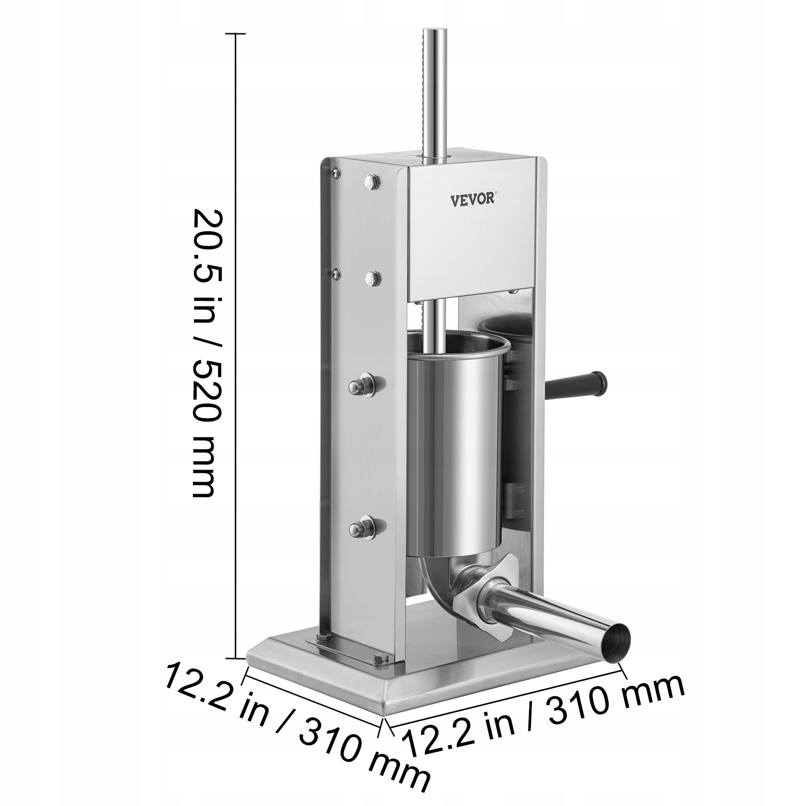 VEVOR Pionowy Nadziewarka Do Kiełbas 3L Ręczna Korba 310x310x520MM Marka Vevor