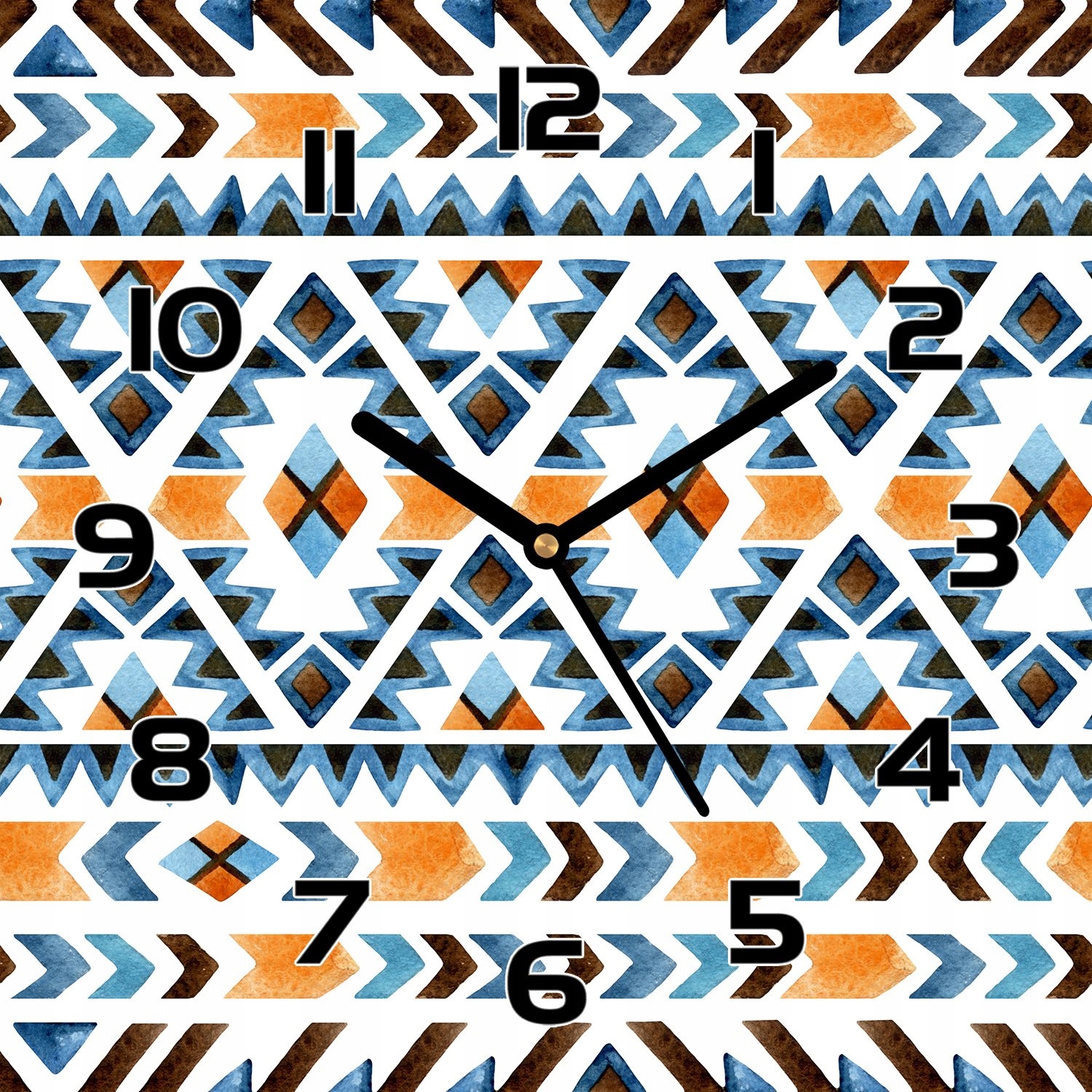 

Ładny zegar na szkle Boho etniczne motywy 30x30 cm