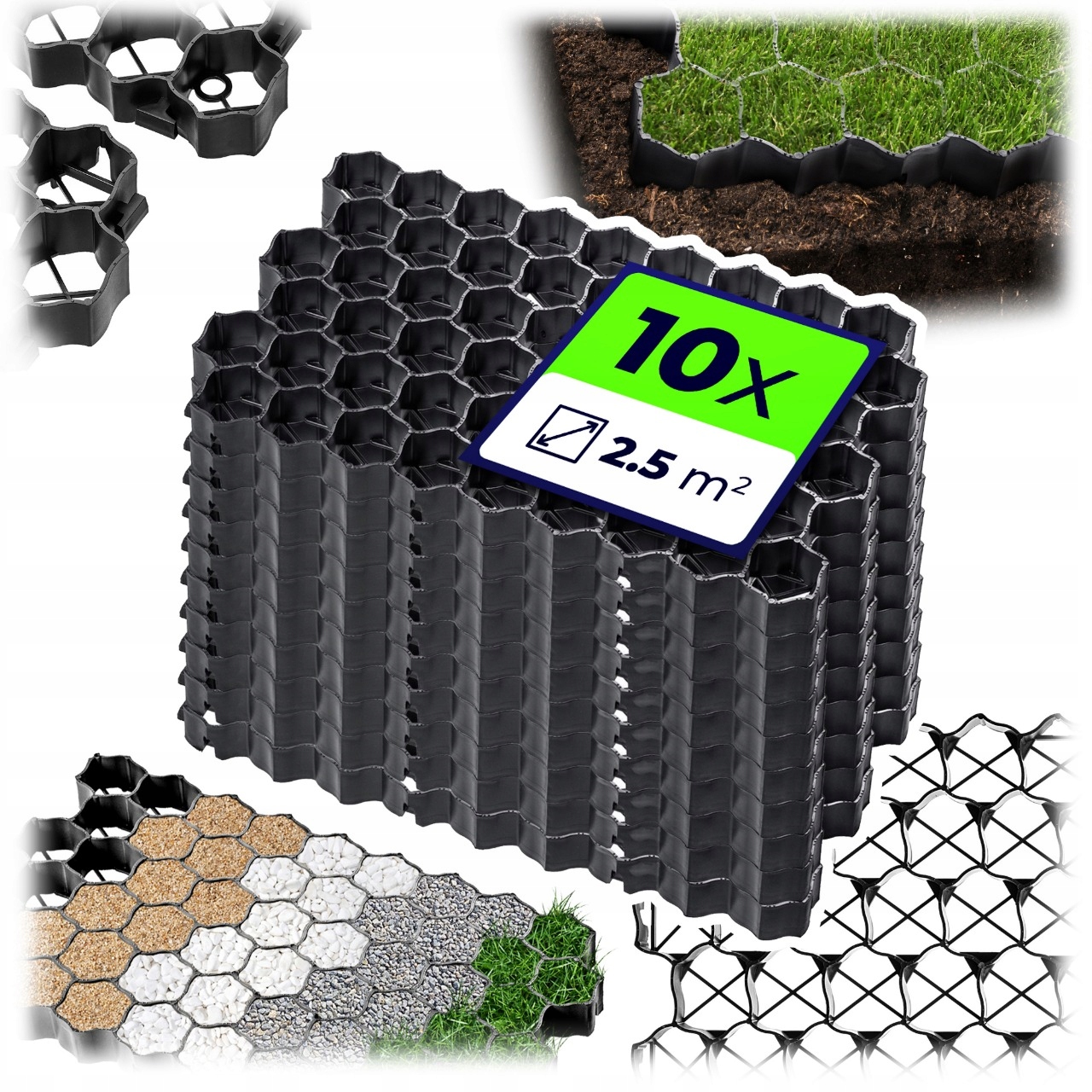 Geokrata Parkovacia Mriežka Travniková 60x40x4 cm 10ks Záhradná 590 TON/m2