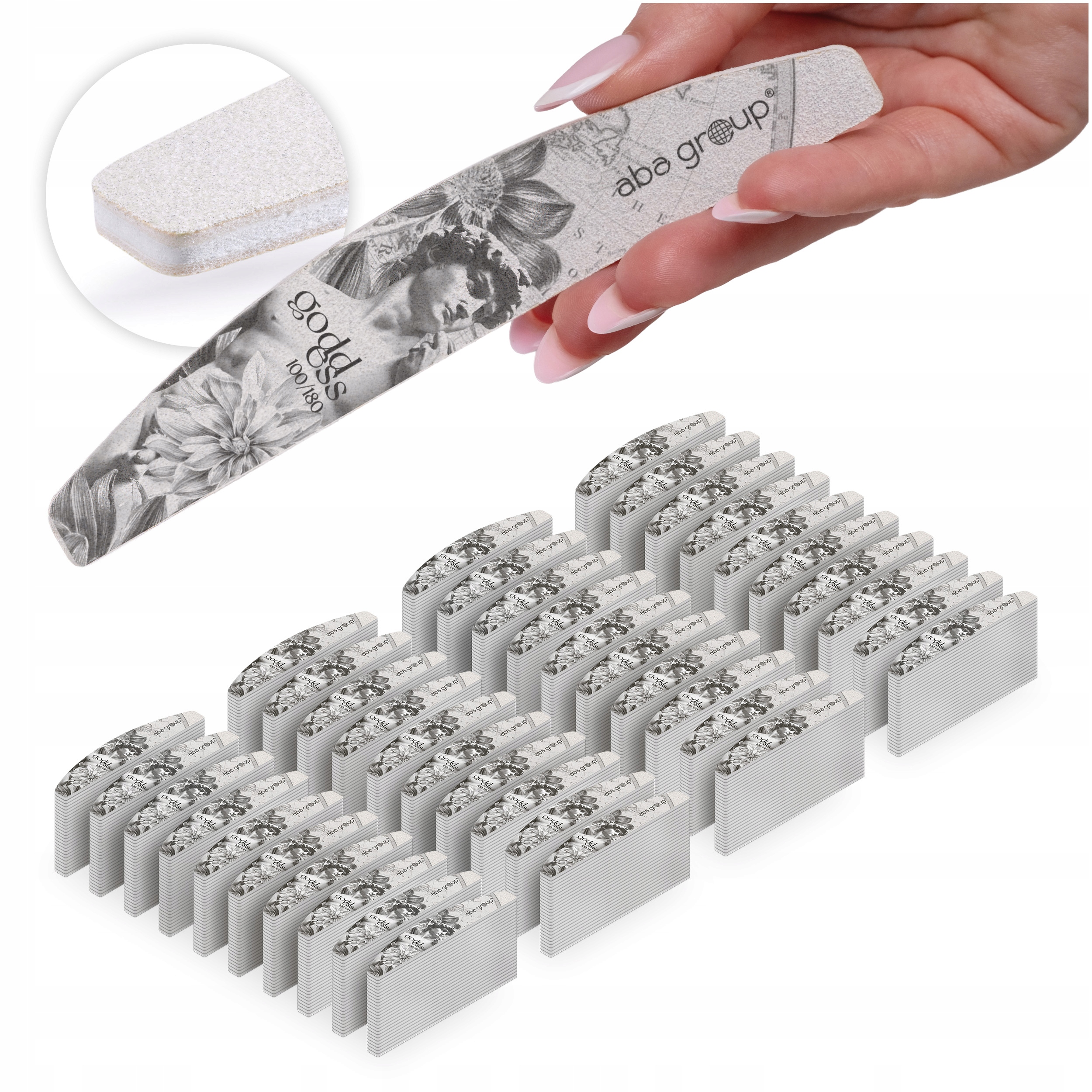 pilník na nehty Loďka Půlměsíc 100/180 Standard 1000 kusů Aba Group