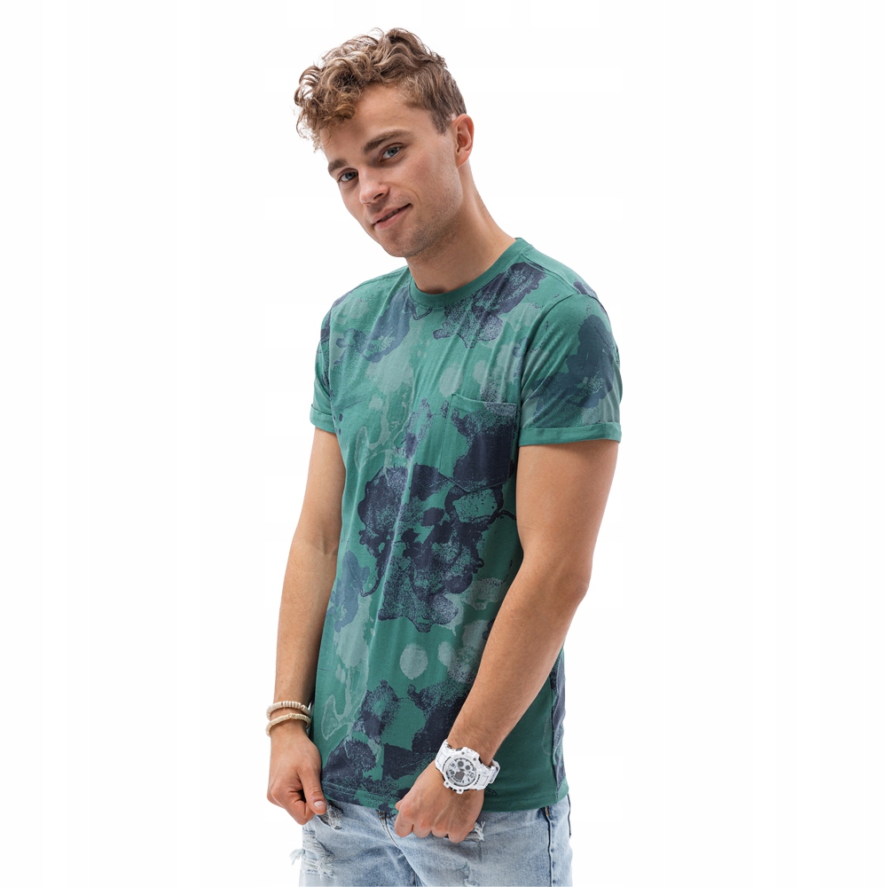 

T-shirt męski z nadrukiem print S1377 zielony M
