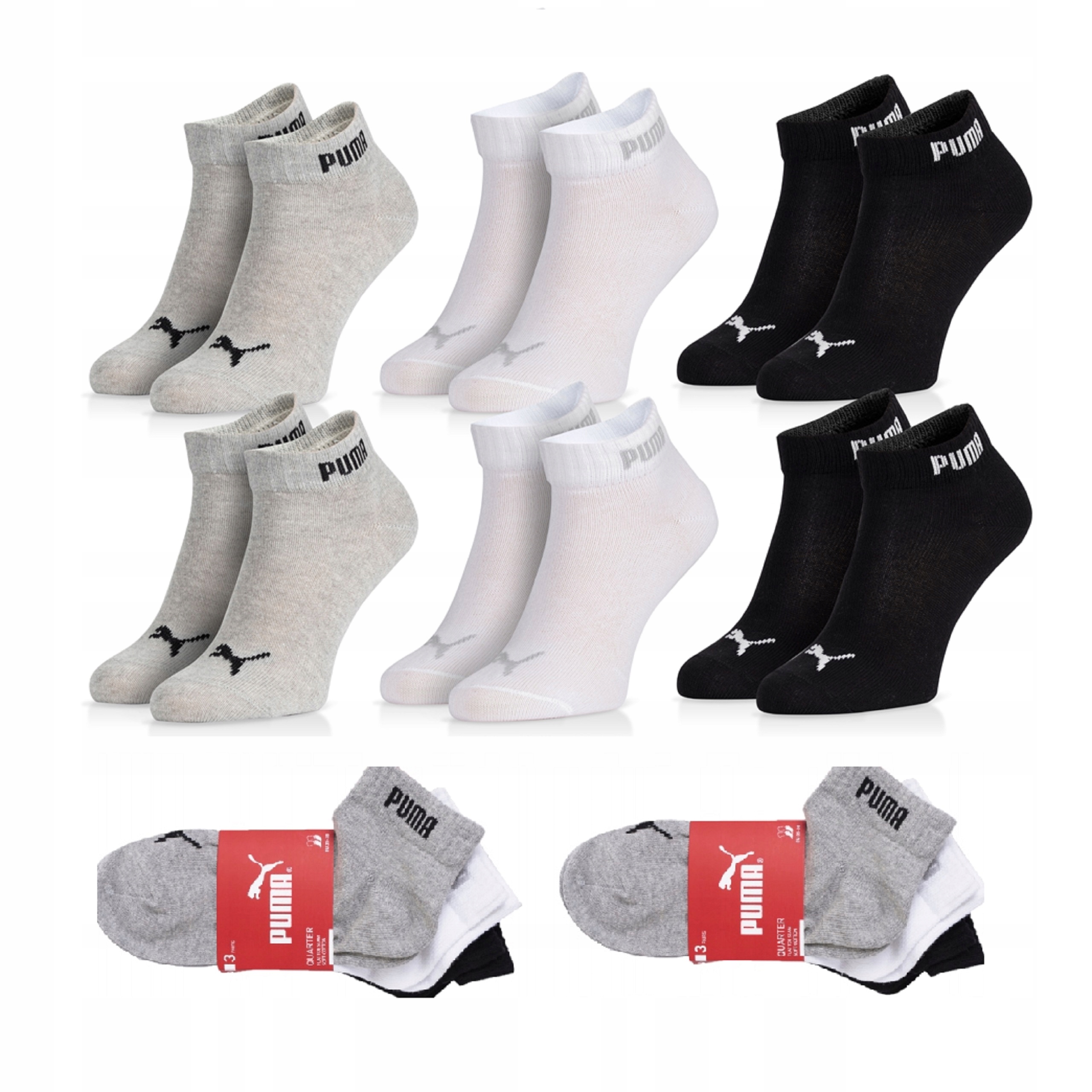 

Puma Quarter skarpety zakostki 6-pack r 43-46 mix