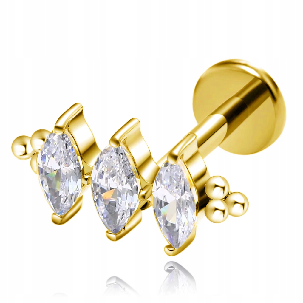 KOLCZYK LABRET ZŁOTY UCHO HELIX TYTANOWY 1,2/8