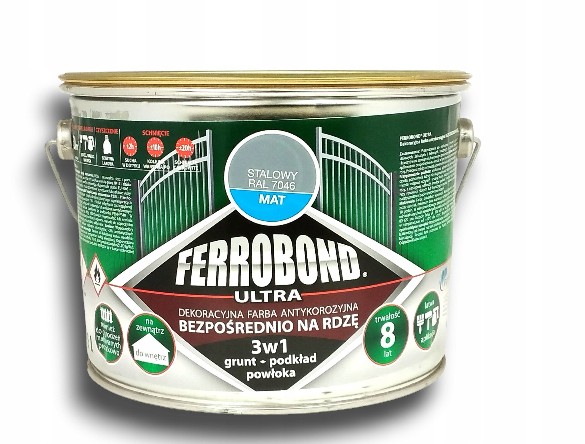 Farba antykorozyjna na rdzę 3w1 Ferrobond Ultra RAL7046 Stalowy matowy 2,5L