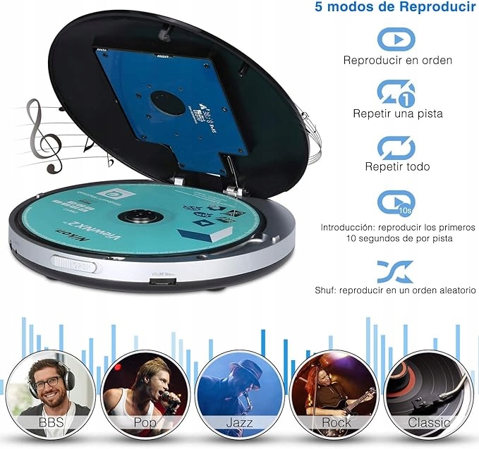 DISCMAN MP3 SŁUCHAWKI USB PRZENOŚNY ODTWARZACZ LED LCD Kod producenta .
