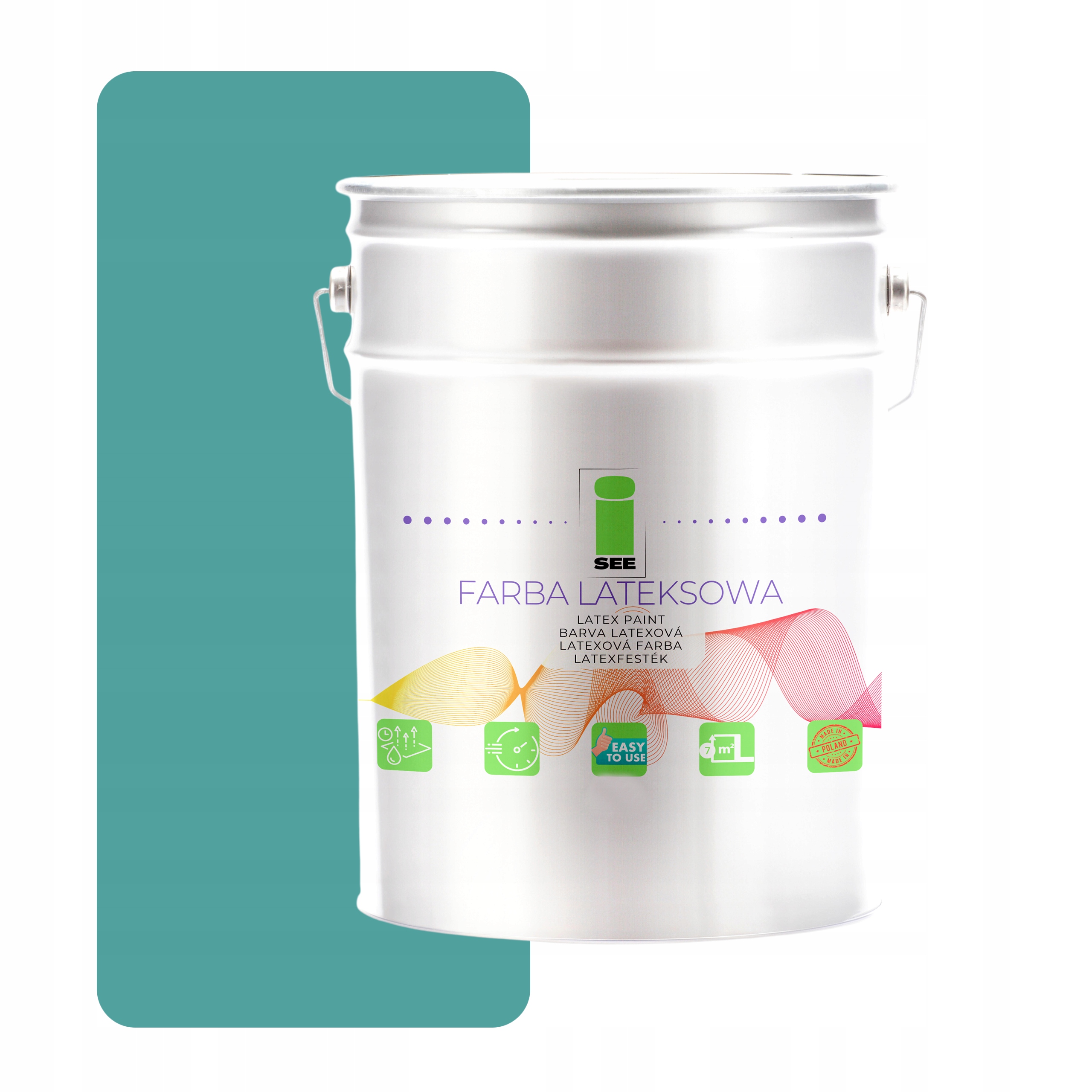 Latexová Farba Na Steny, Priedušná, Hypoalergénna, Zelená Tyrkysová, 10 L