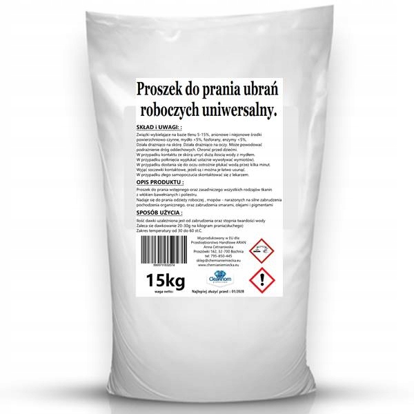 Cleanhom Prášek na praní pracovních oděvů 15 kg Profesionální a účinný